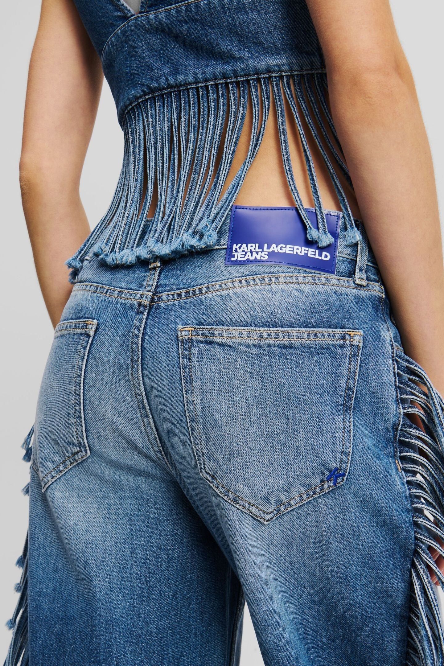 RELAXED FRINGE DENIM STONE WASHED MID BLUE 5