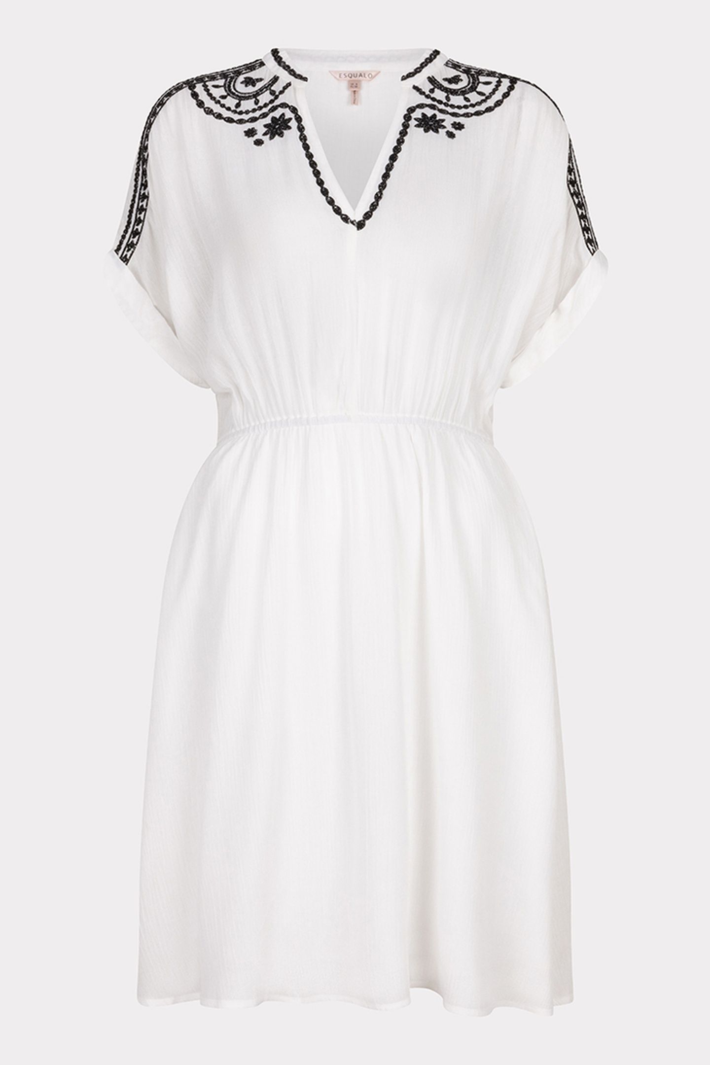 DRESS CRINKLE EMBROIDERY OFF WHITE / BLACK 4