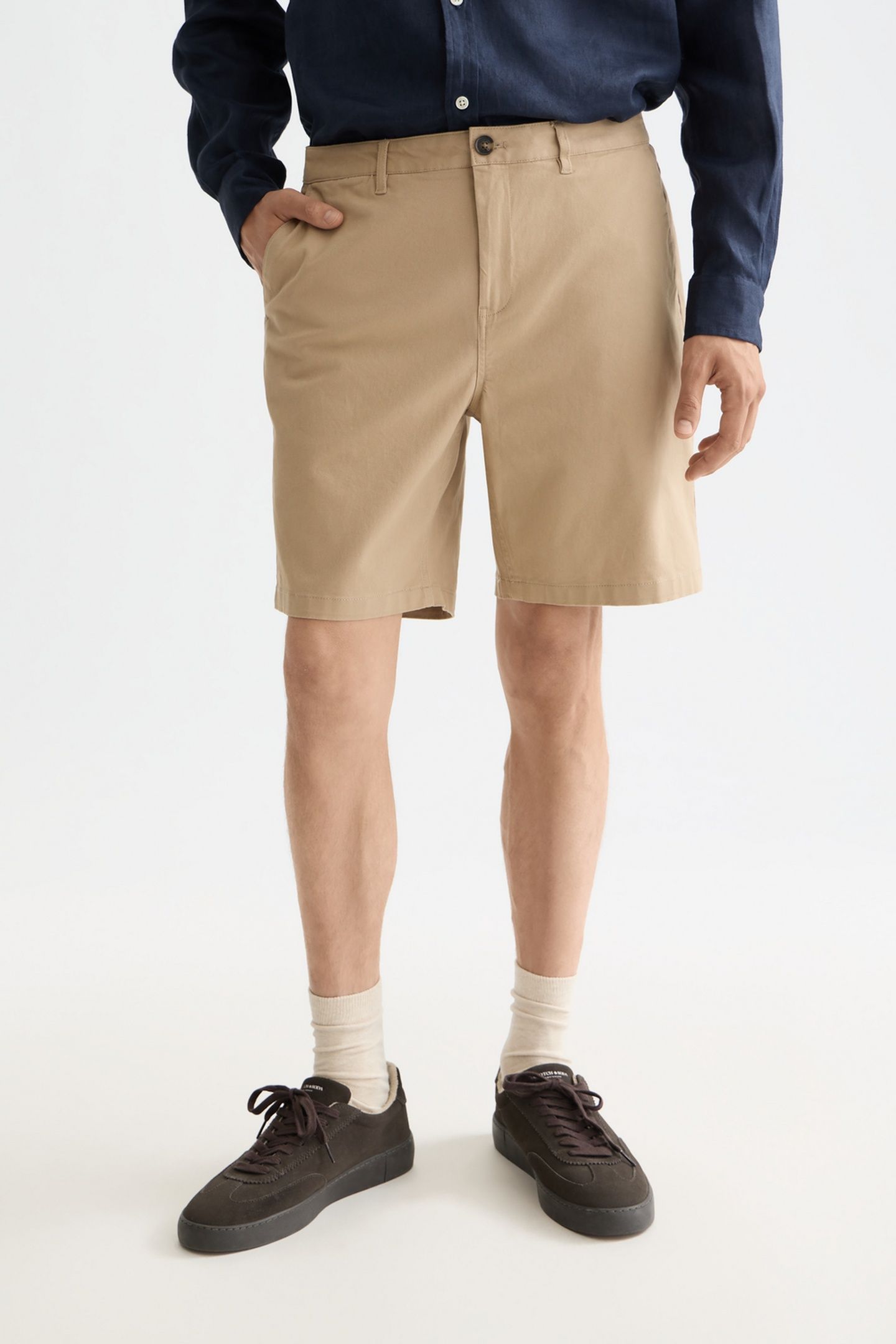 STUART COTTON-BLEND TWILL REGULAR-FIT SHORT SAND 1