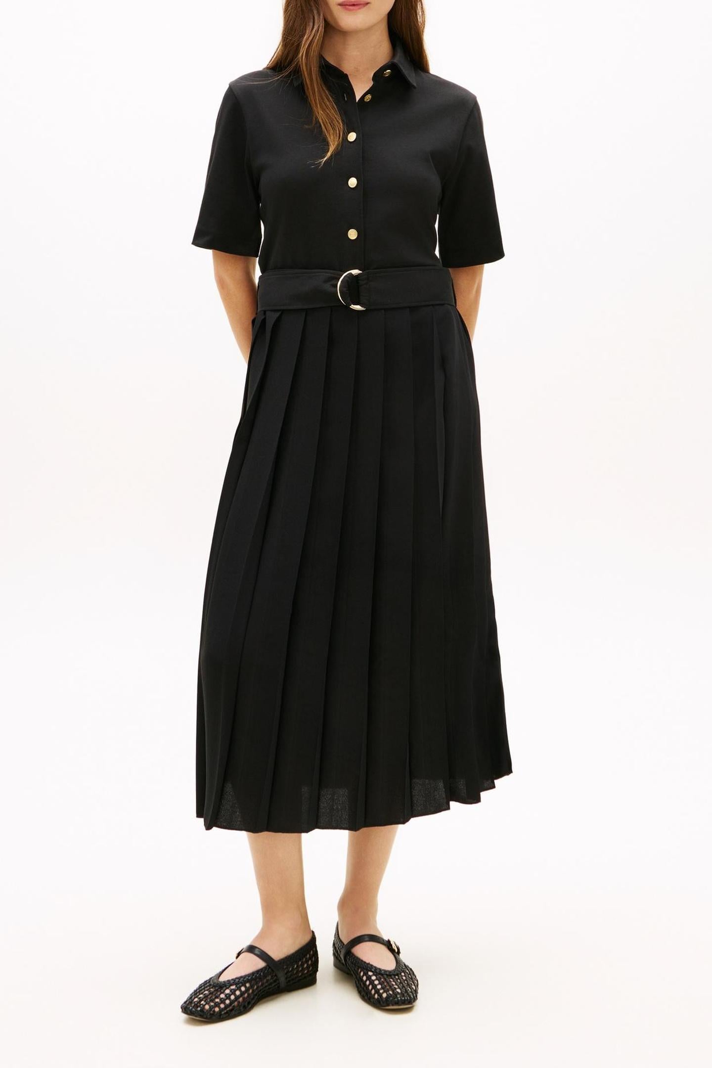 GOLD BUTTON MIX DRESS BLACK 1