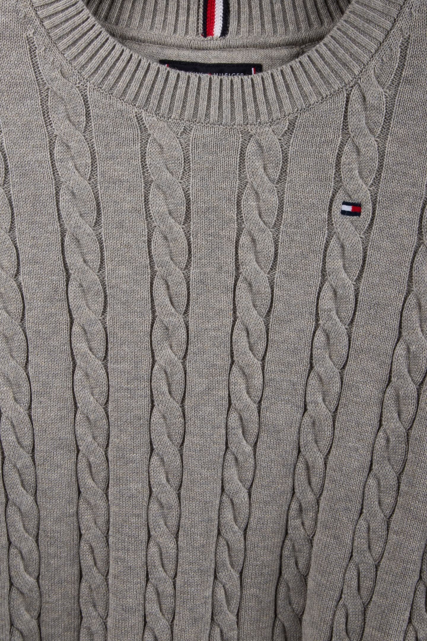 BOYS COTTON CABLE SWEATER MID GREY HEATHER 4