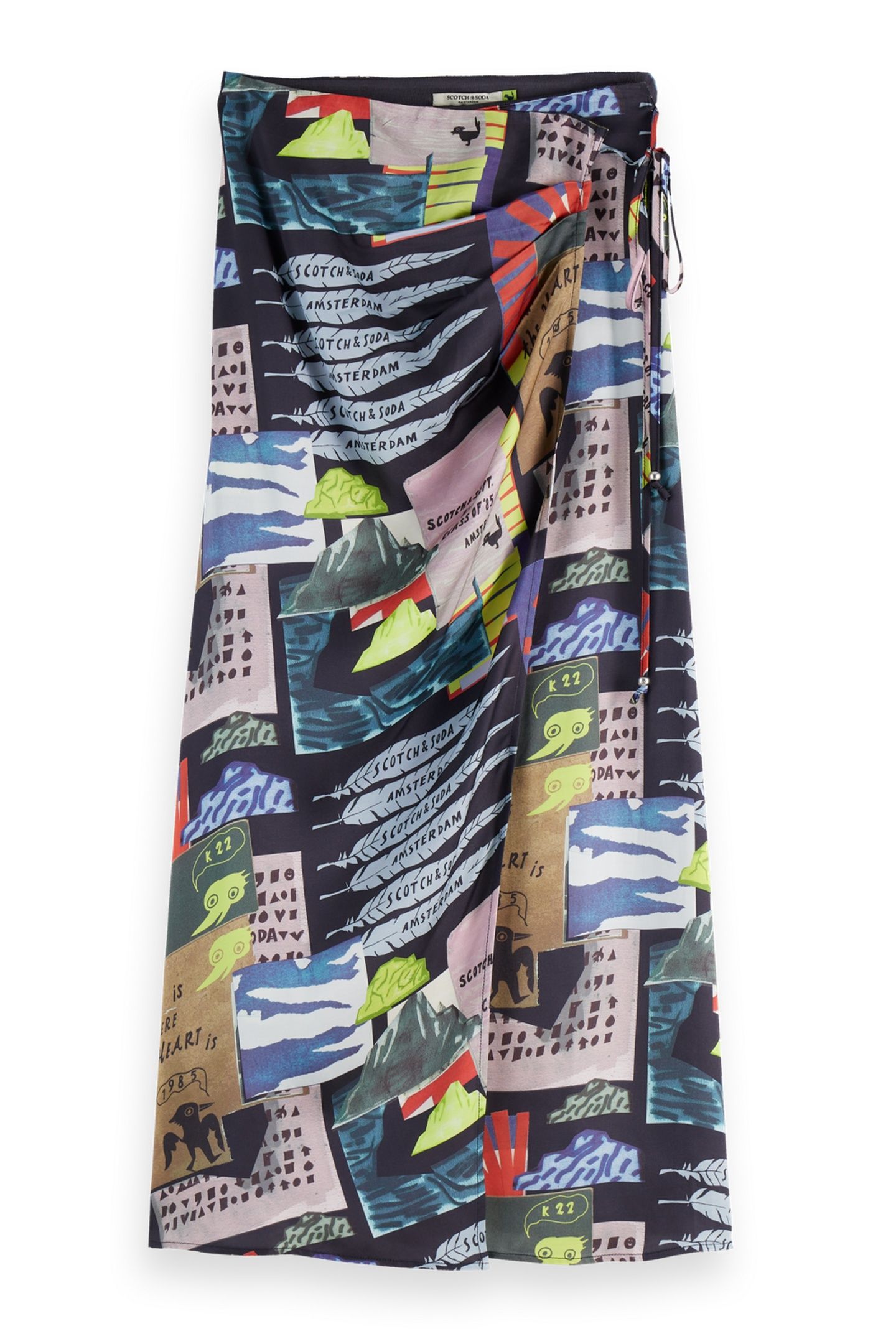 HIGH RISE MIDI WRAP SKIRT ART DEPT COLLAGE MULTICOLOR 5