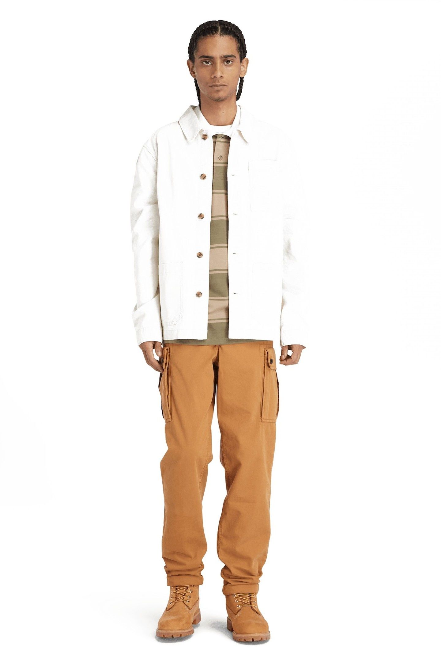 WASHED CANVAS CHORE JACKET VINTAGE WHITE 1