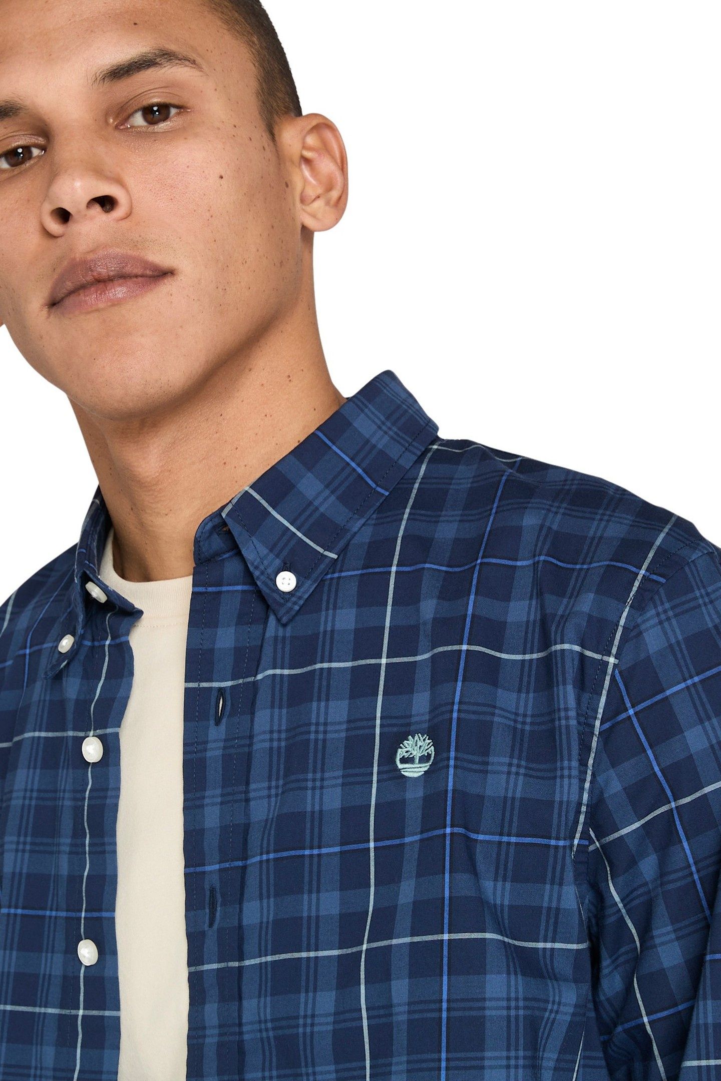 STRETCH POPLIN CHECK SHIRT PEACOAT YD 3