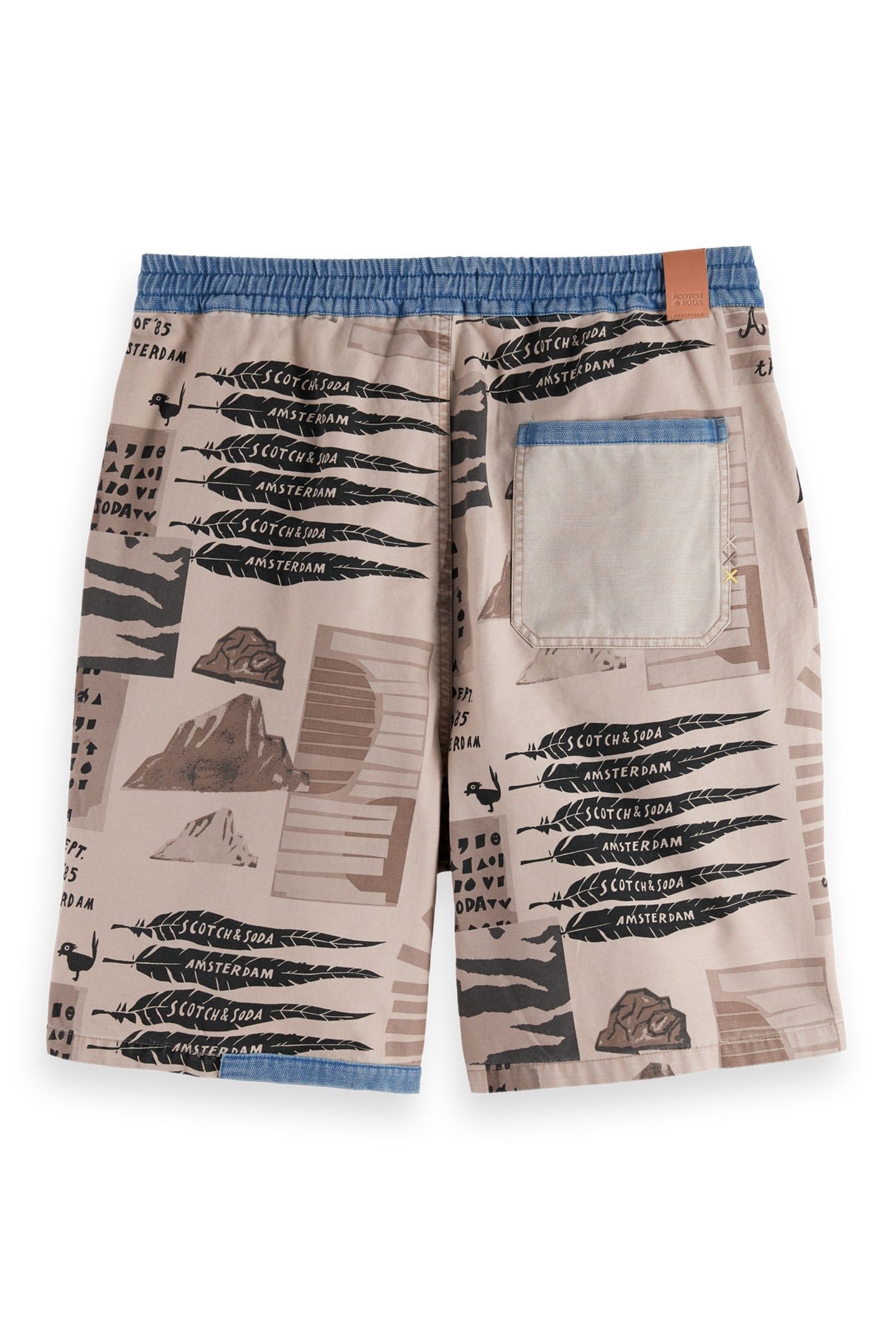 LOOSE-FIT PRINTED WASHED BERMUDA SHORTS ART DEPT COLLAGE WHI 2