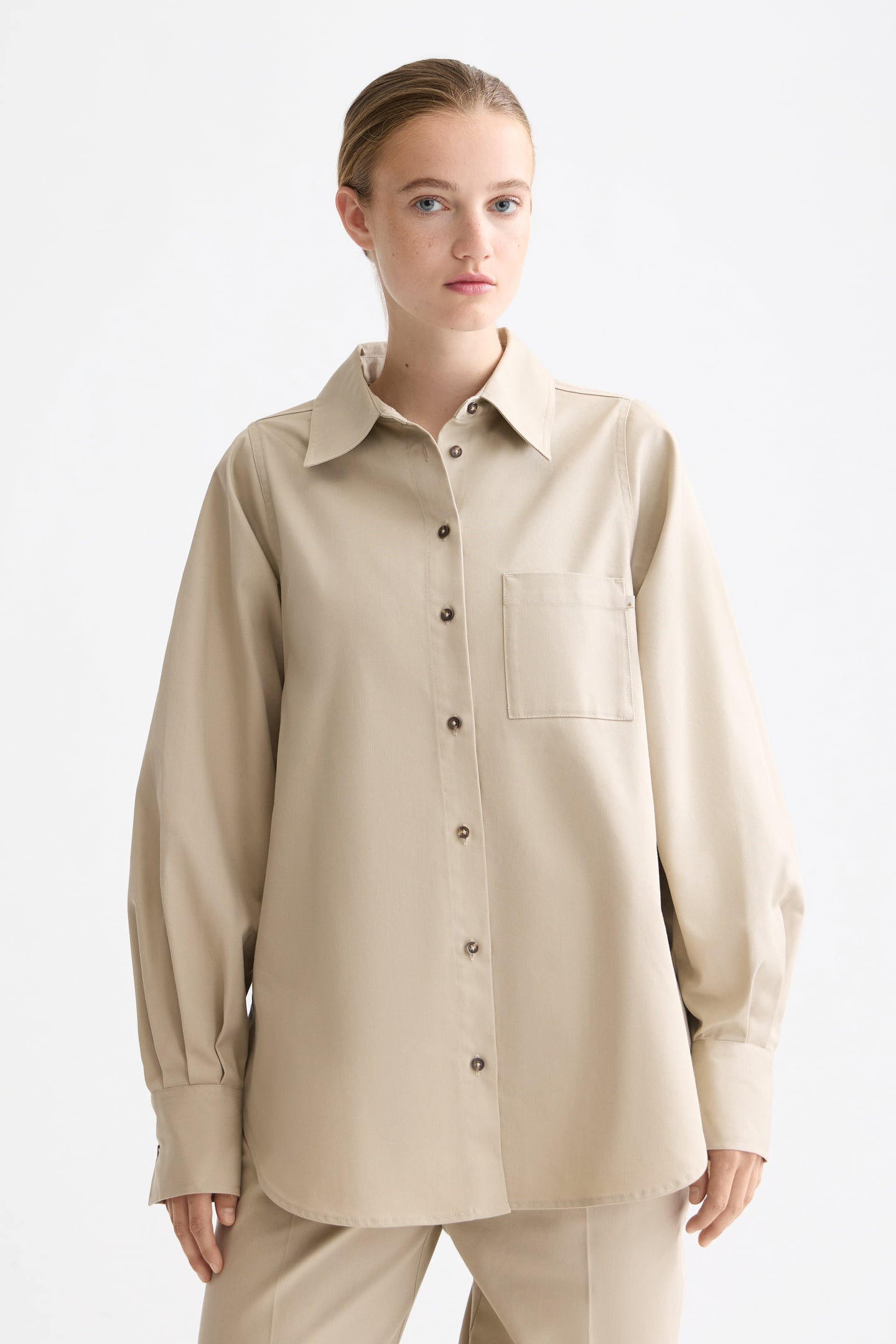 SHIRT WITH CONTRAST STITCHING PLAZA TAUPE 1