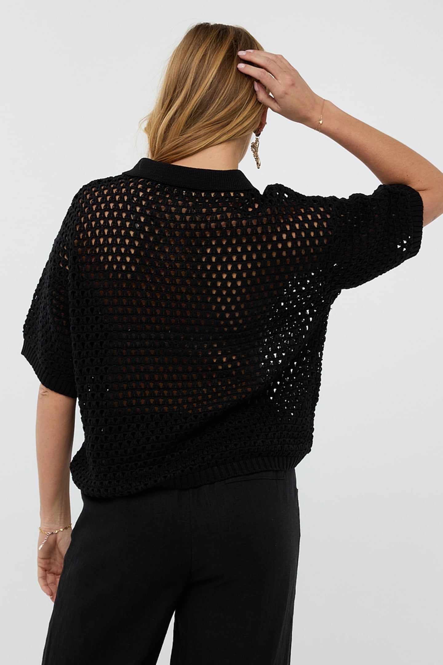 SWEATER POLO KNIT BLACK 3