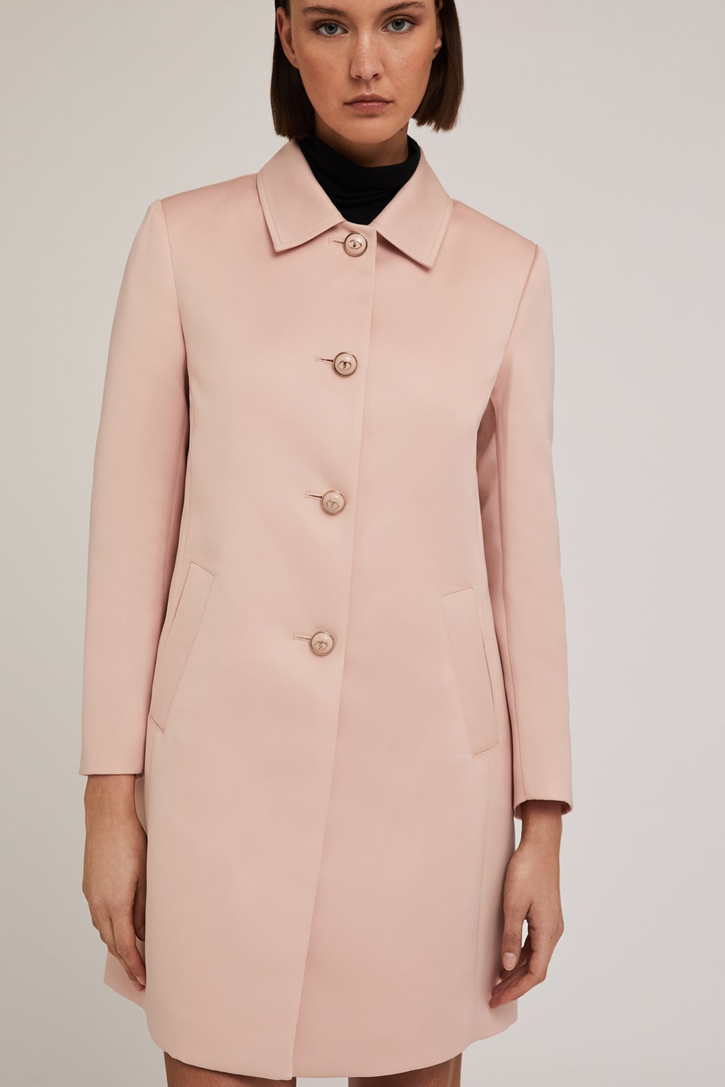 SINGLE-BREASTED COAT IN DUCHESSE SATIN POWDER PINK 3