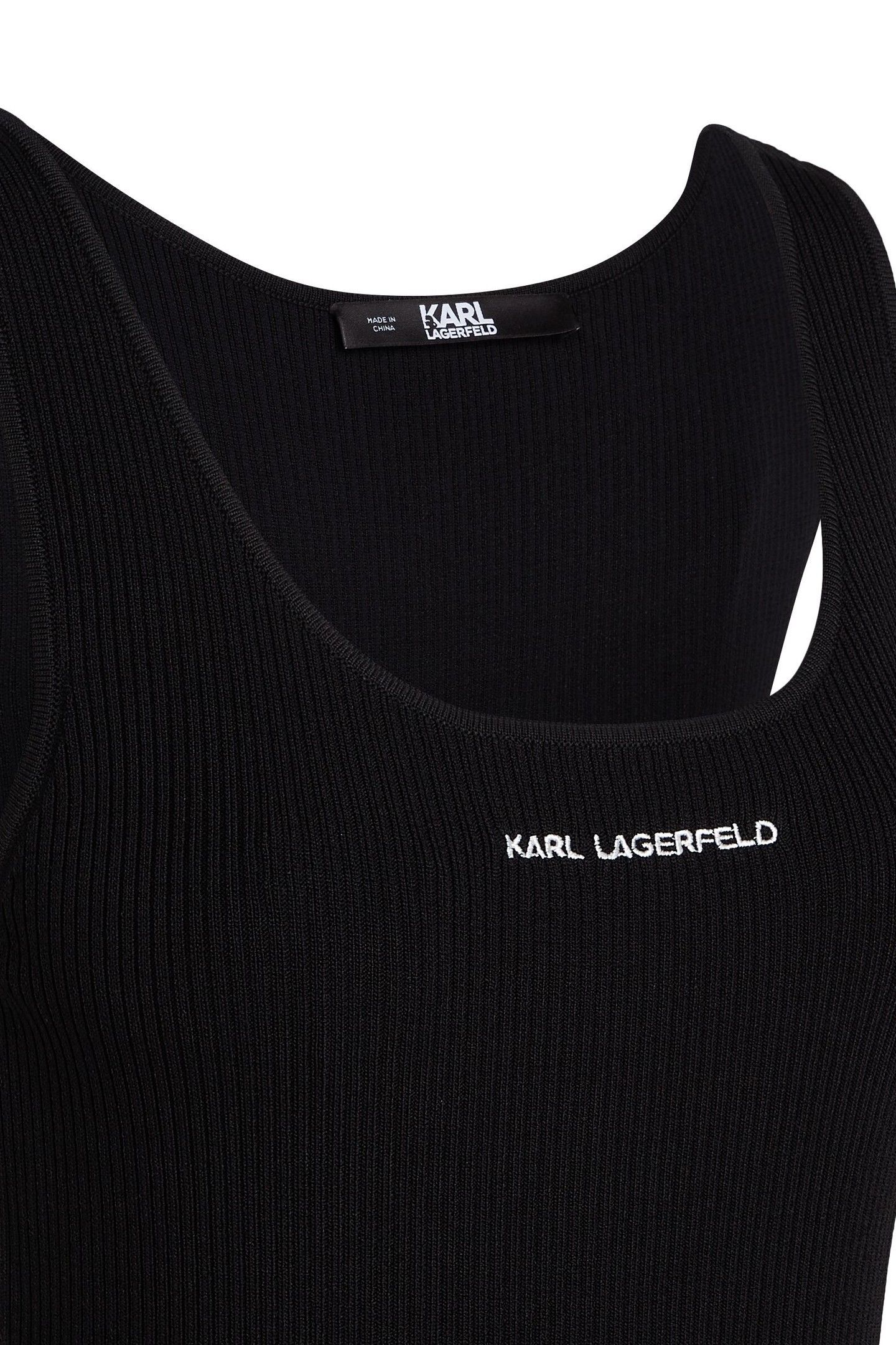 SLEEVELESS RIB KNIT DRESS BLACK 6