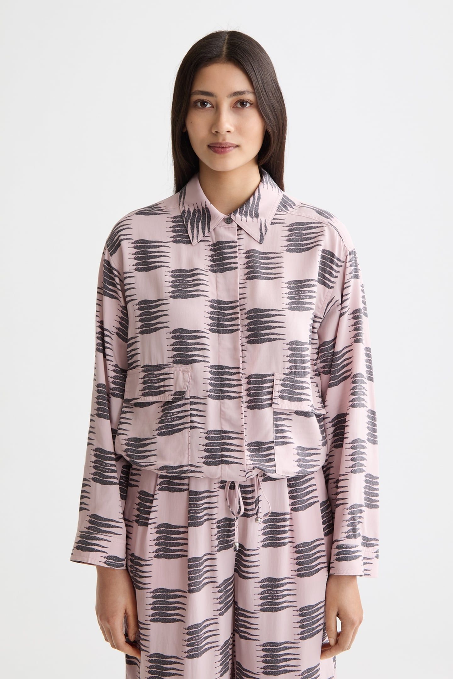 PRINTED UTILITY SHIRT FEATHER BLOCK 1