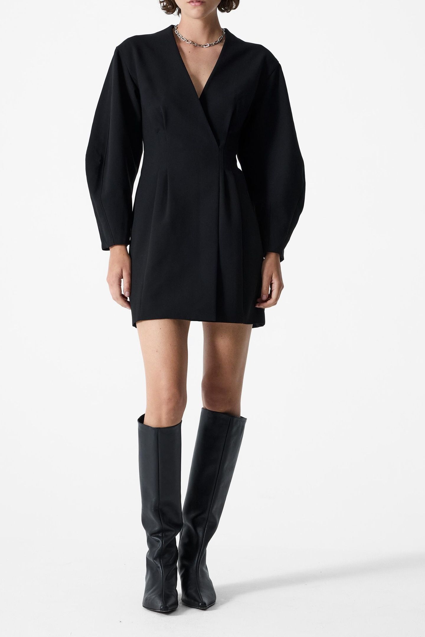 AZRA TWILL WRAP DRESS BLACK 1