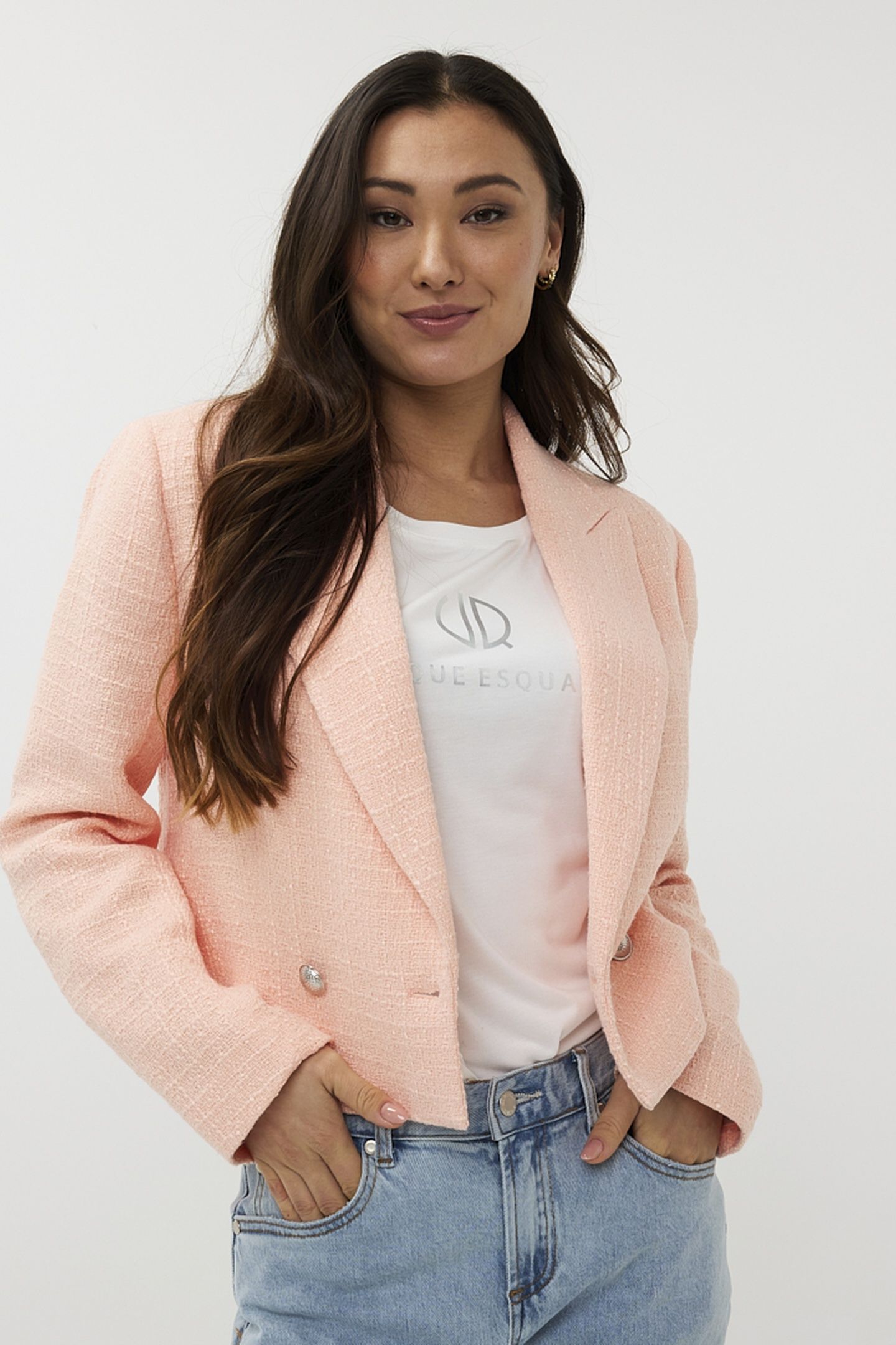 BLAZER DOUBLE BREASTED TWEED LIGHT APRICOT 2
