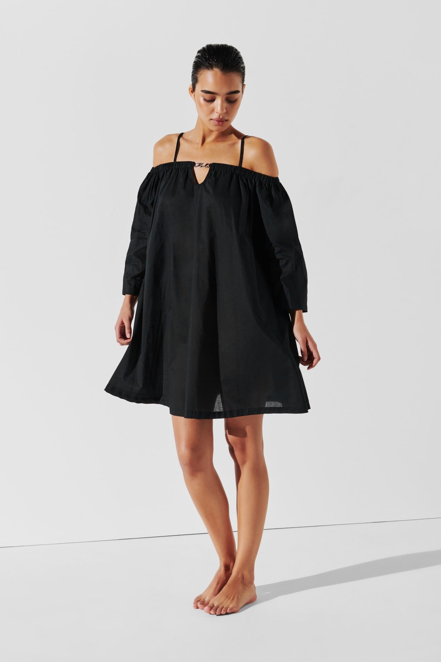 KARL DNA OFF SHOULDER DRESS BLACK 1