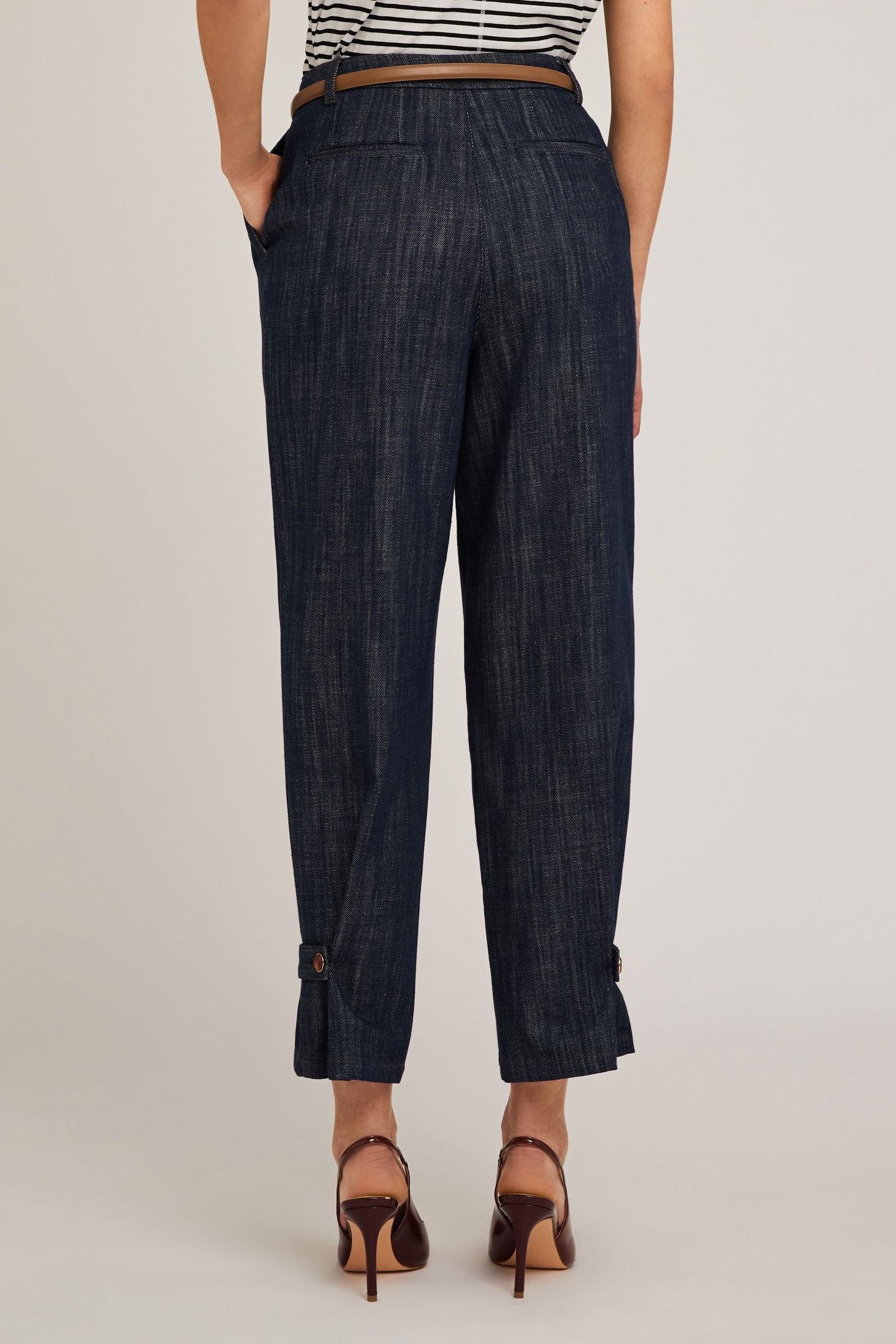 TROUSERS WITH DENIM EFFECT STRAP ON THE HEM BLUE 2