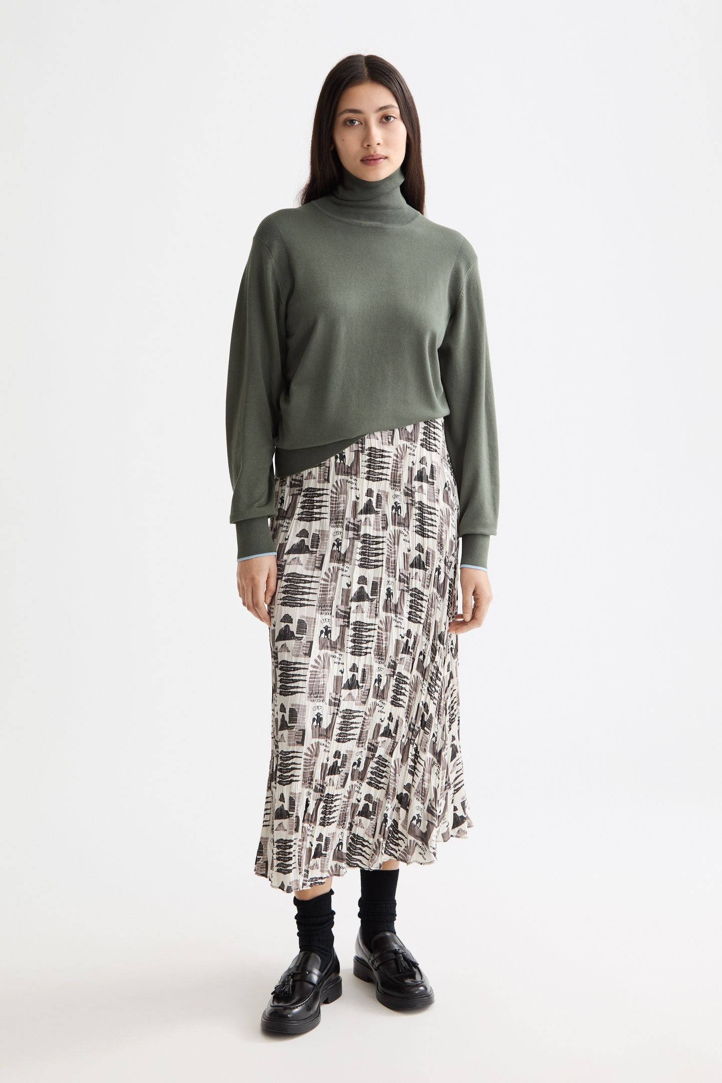 RELAXED FIT ROLL NECK PULLOVER THYME 2