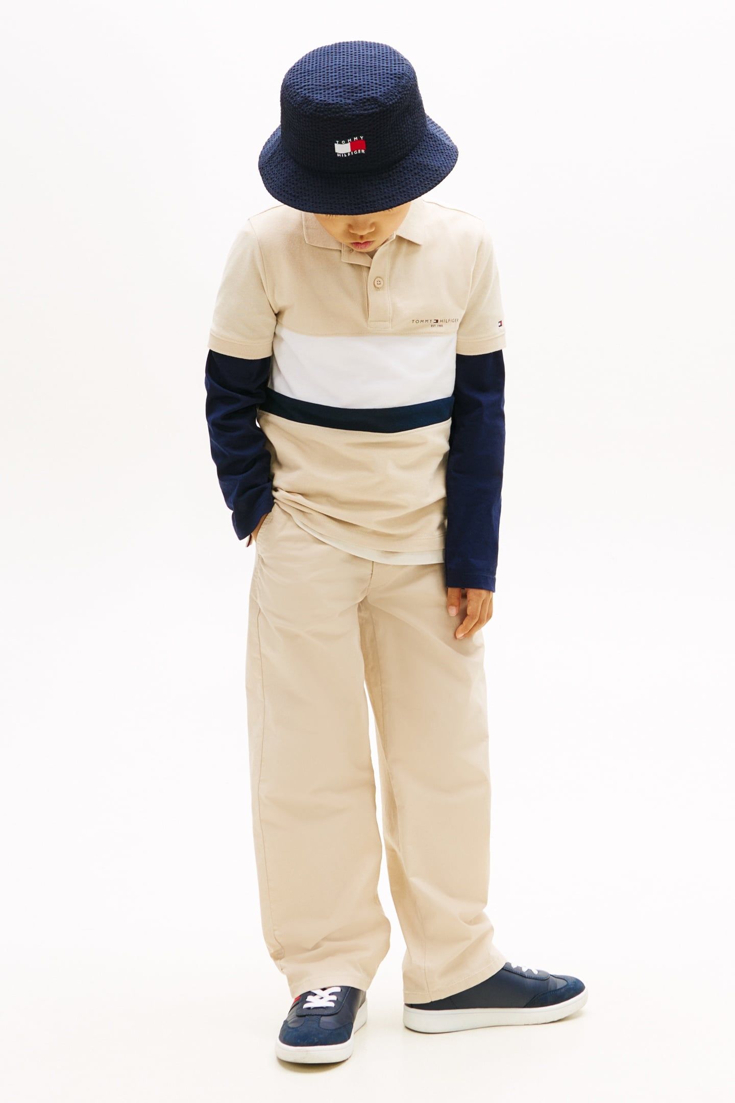 BOYS MINI EMBROIDERED POLO CLASSIC BEIGE COLOURBLOCK 2