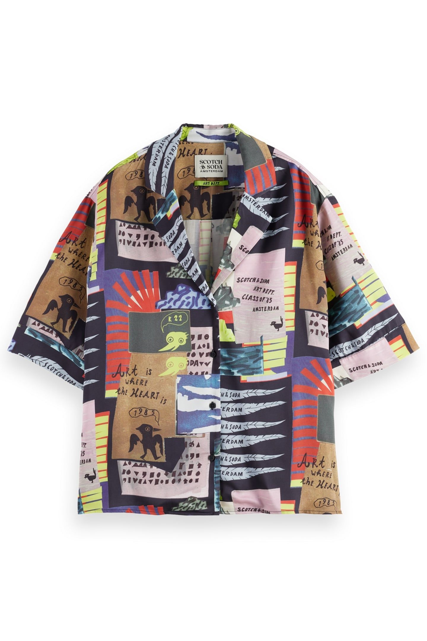 PRINTED SHORT SLEEVE FLUID SHIRT ART DEPT COLLAGE MULTICOLOR 4