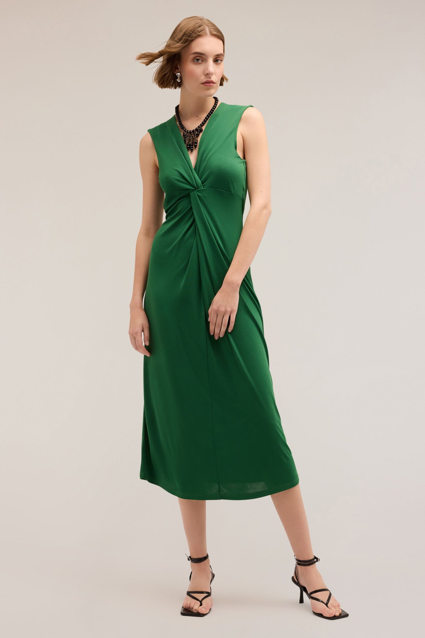 JERSEY DRESS WITH KNOT GREEN 1