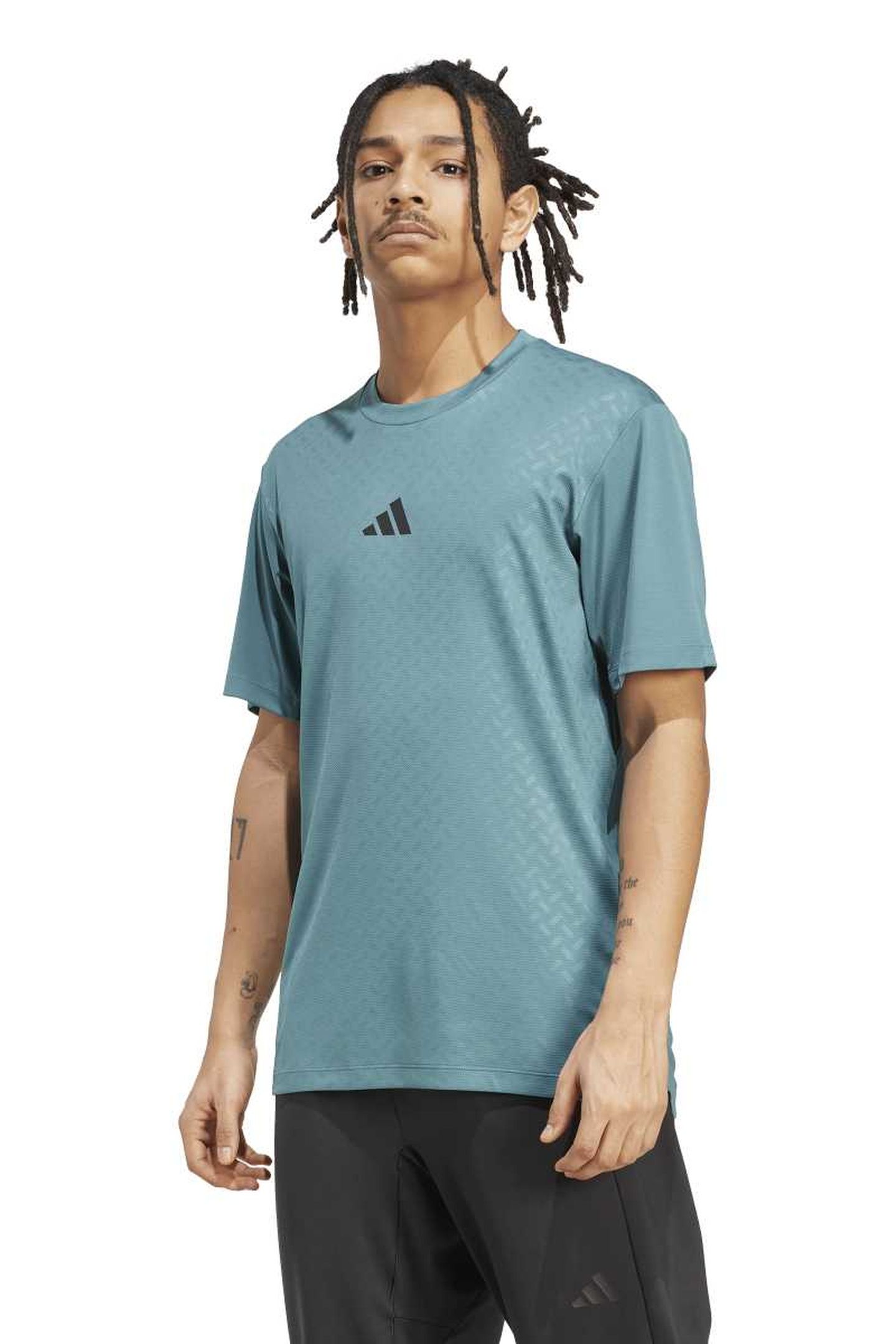 UNISEX PERFORMANCE PRIMELIFT 3-STRIPES TEE PRELOVED TEAL 1