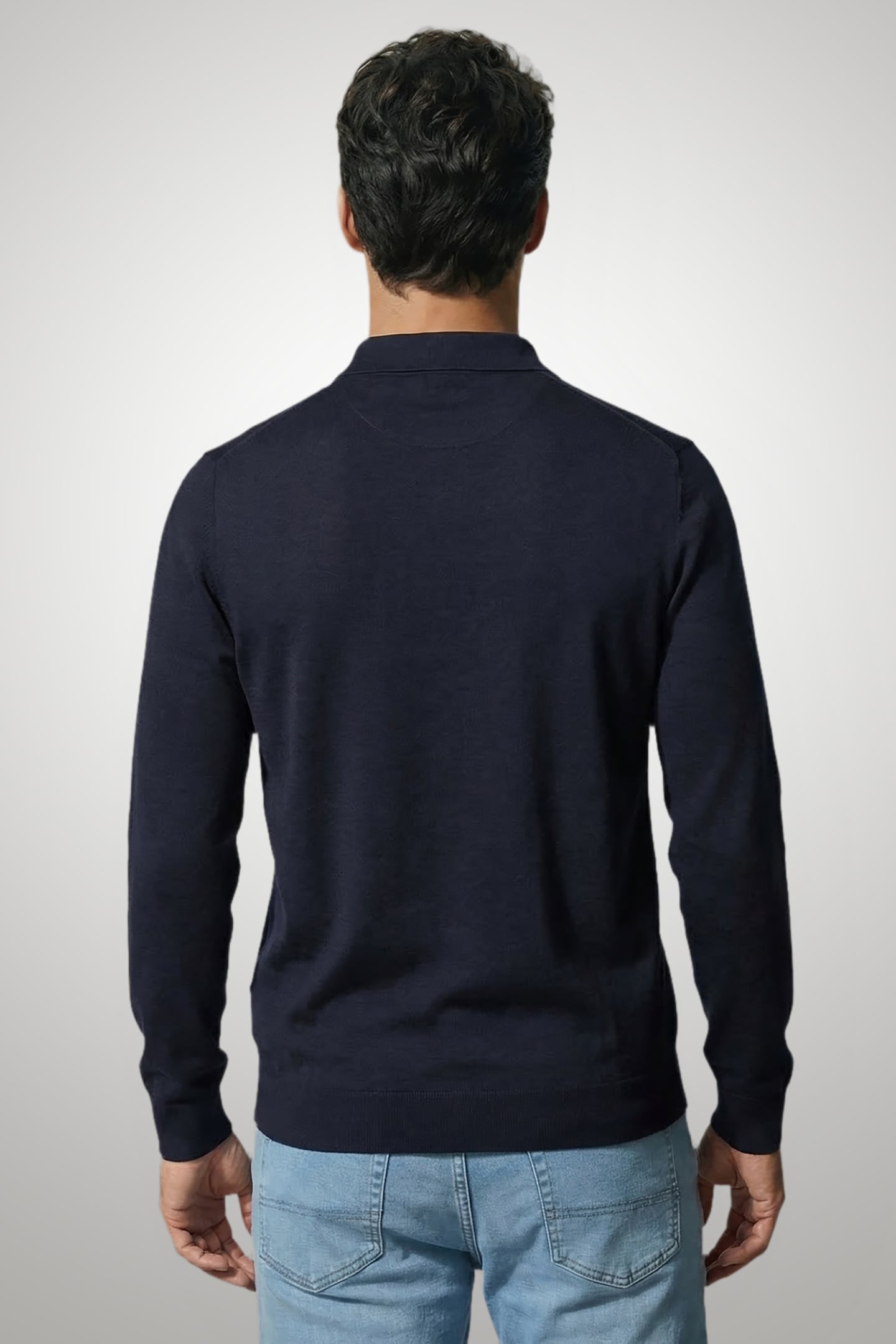 FINE MERINO POLO NAVY 1