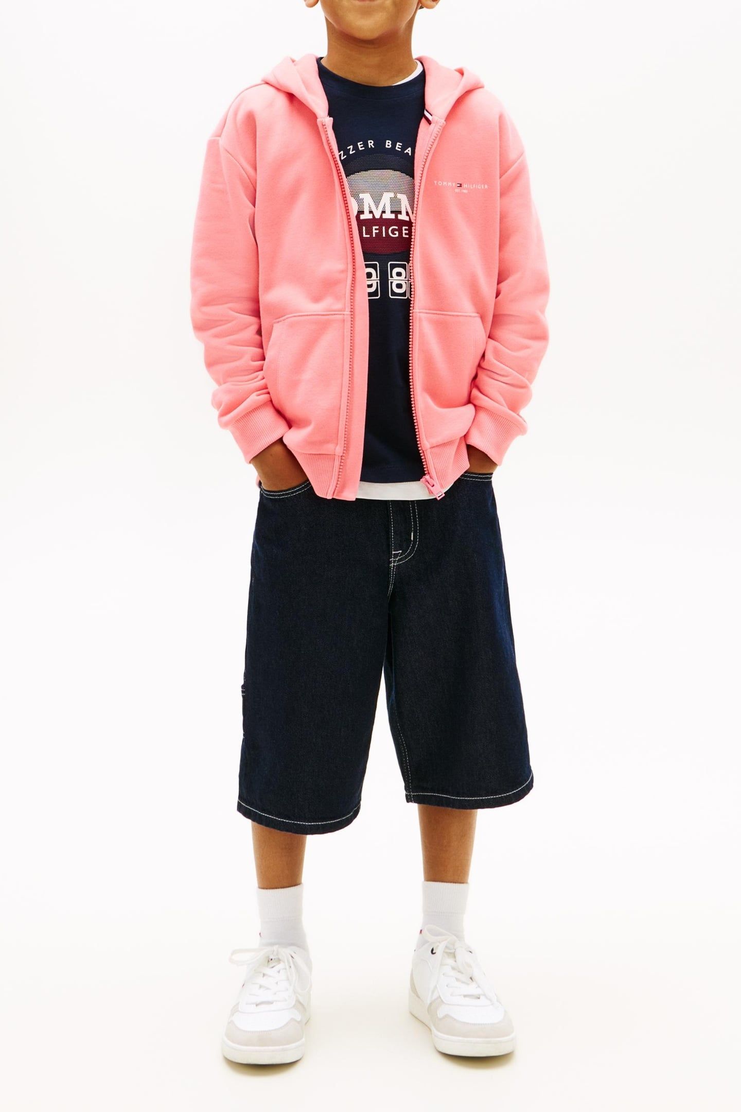 UNISEX MINI ZIP THROUGH HOODIE TROPICAL BLUSH 4