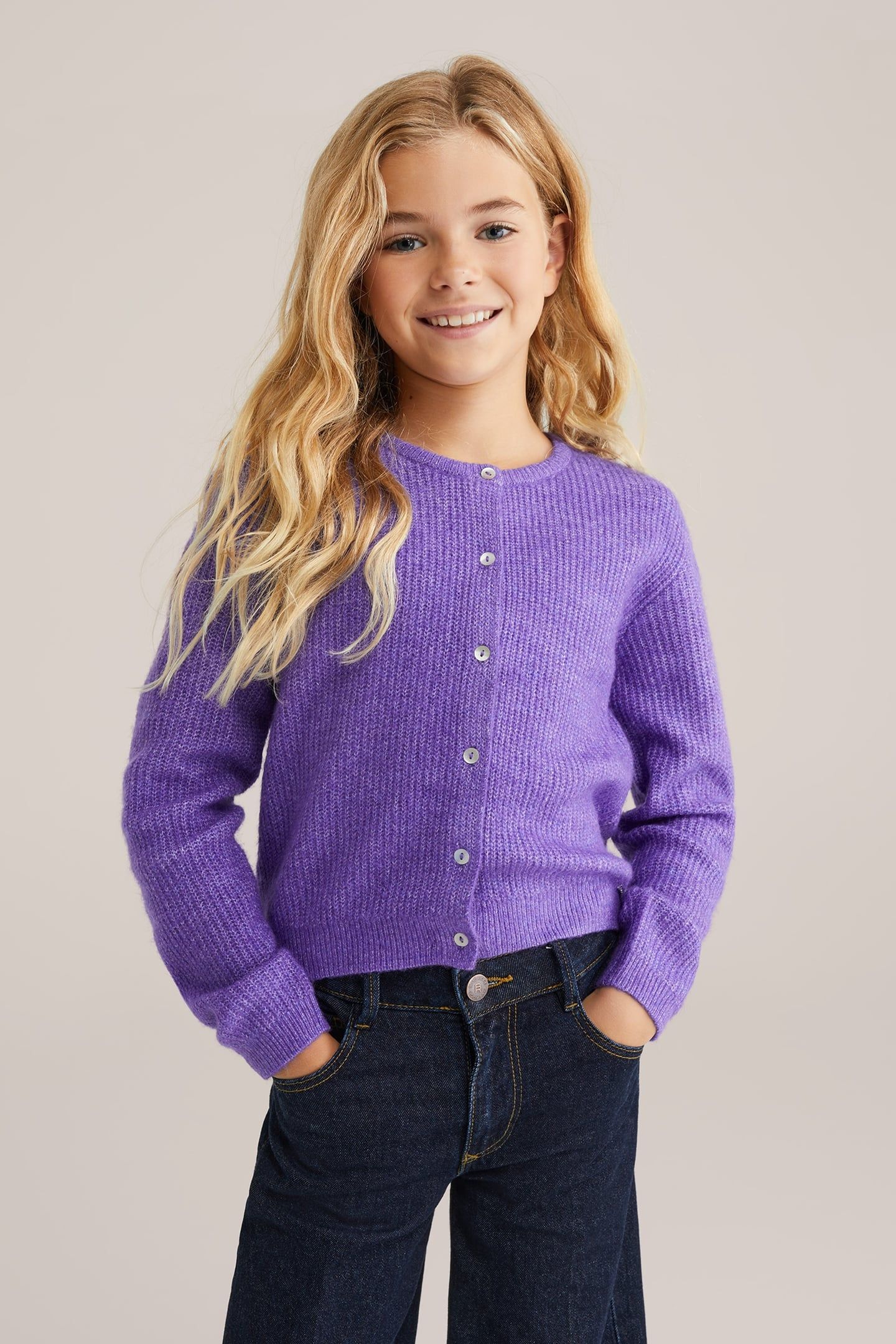 KNITTED CARDIGAN PURPLE 1
