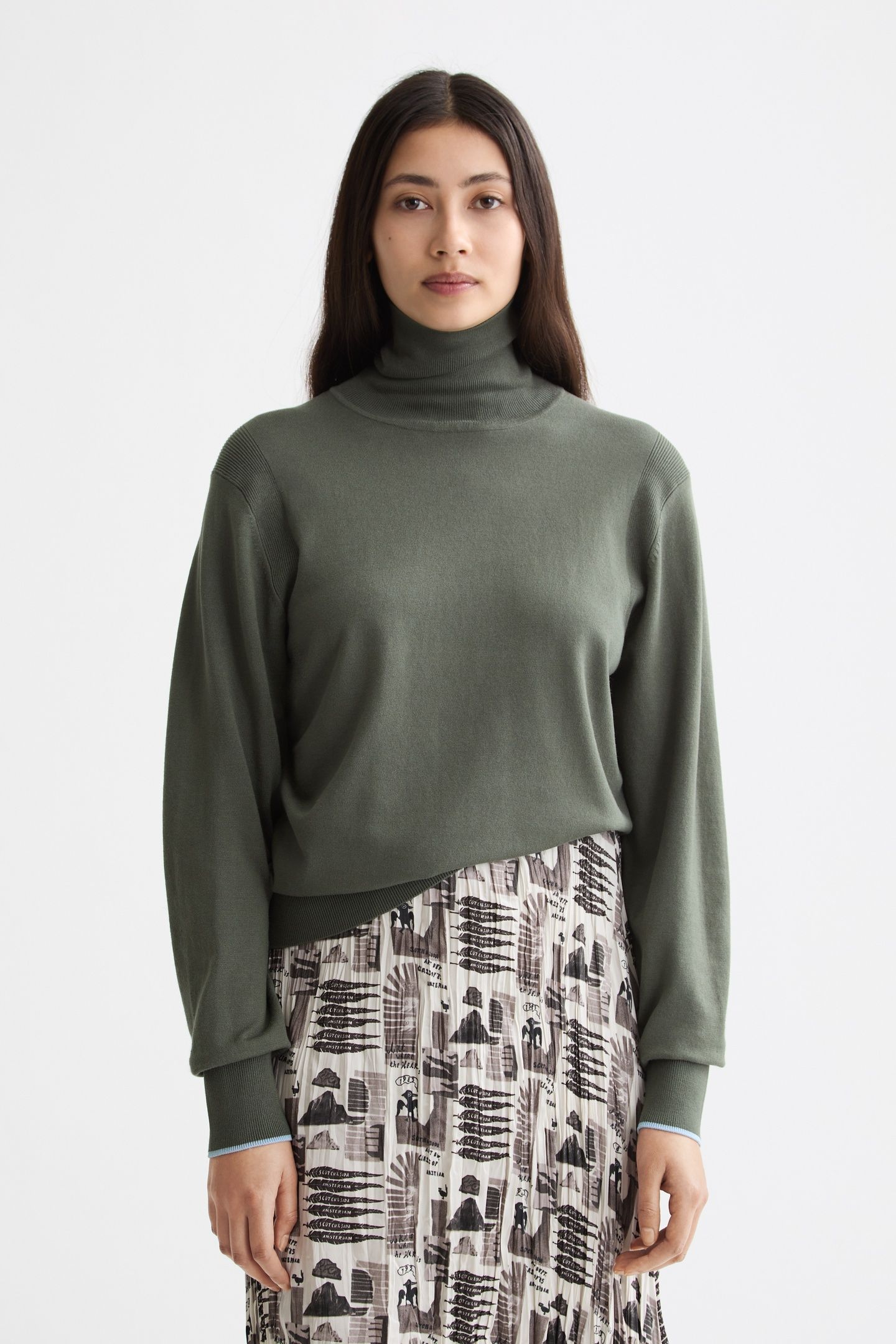 RELAXED FIT ROLL NECK PULLOVER THYME 1