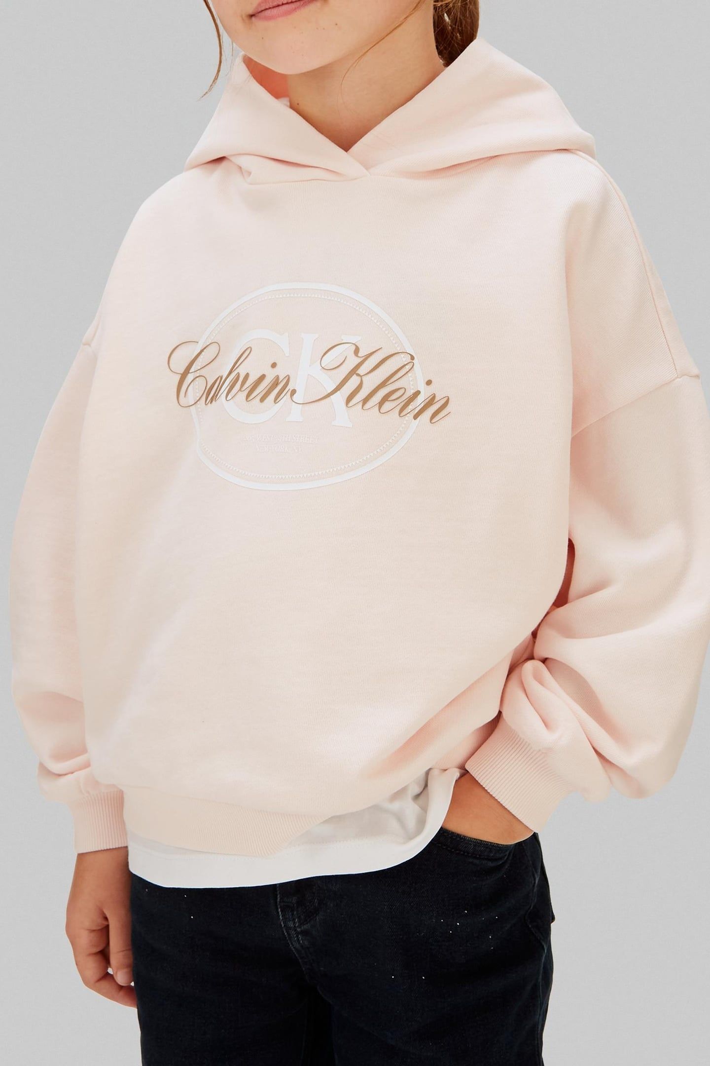 GIRLS CK HOODED SWEATSHIRT PEARL 1