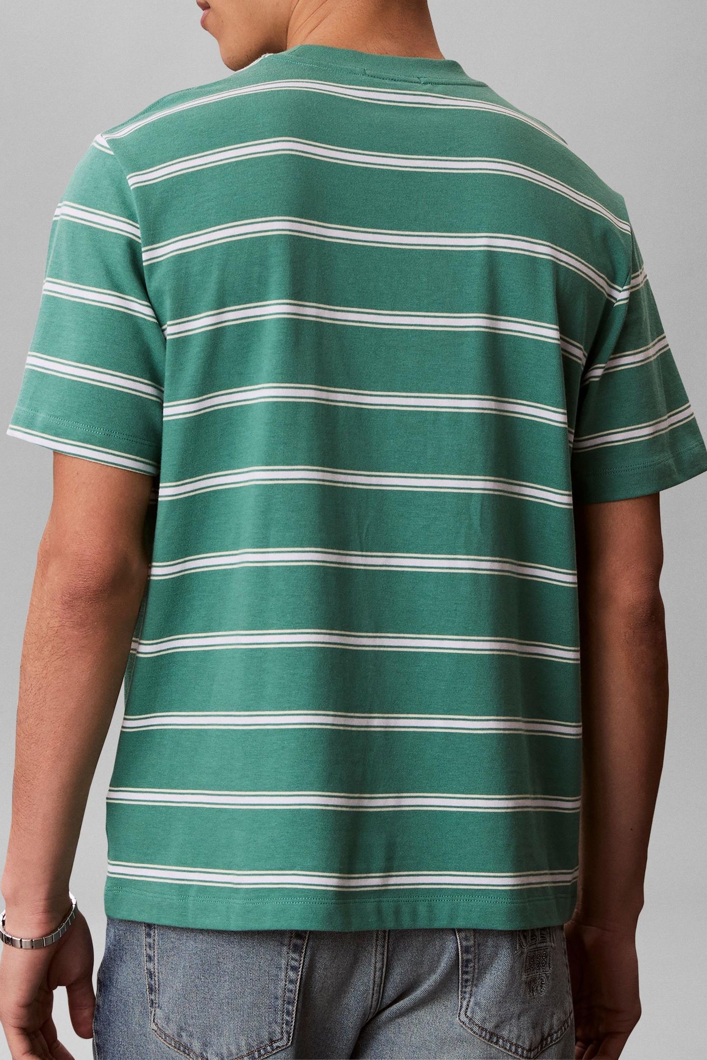 SS EASY STRIPE CREWNECK WILD GREEN 4