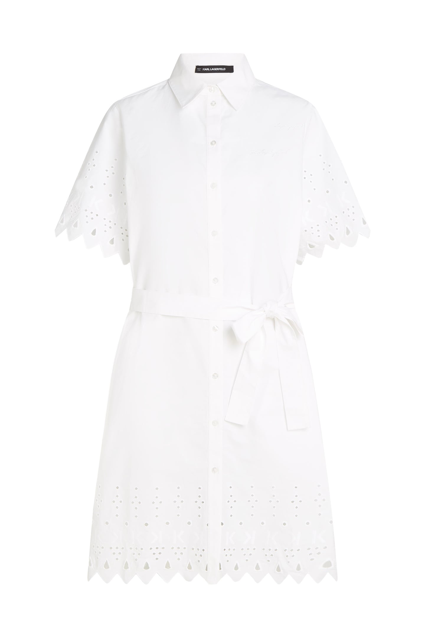 BRODERIE DETAIL SHIRT DRESS WHITE 1