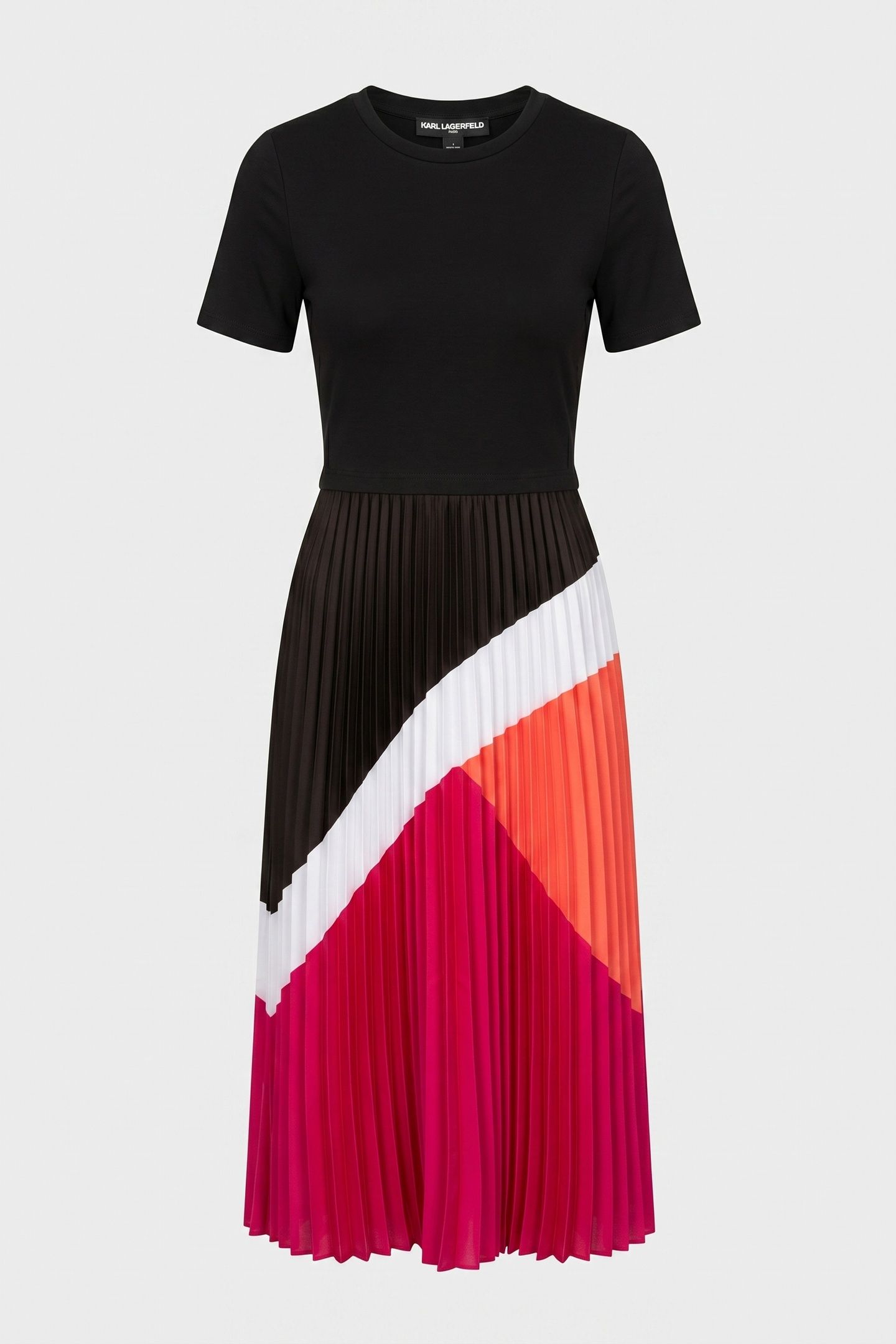 PLEAT COMBO COLORBLOCK DRESS BLACK/PINK 3
