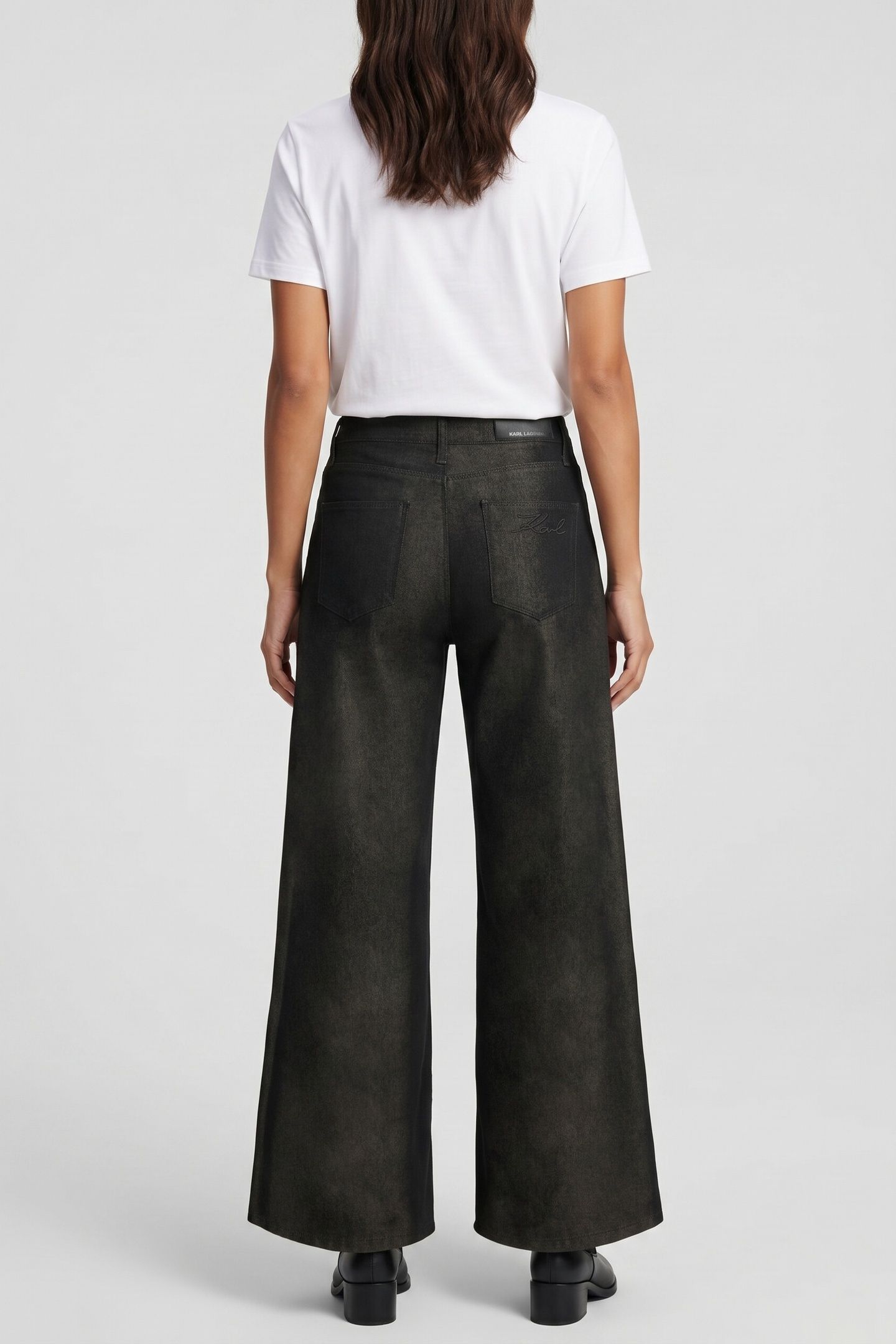 FASHION WIDE LEG DENIM PANTS BLACK 2