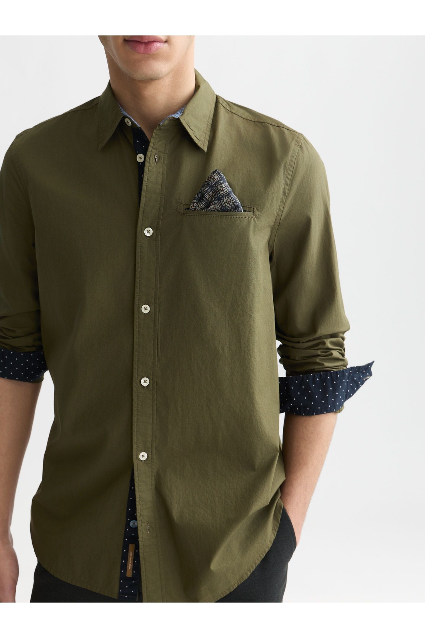 COTTON POPLIN REGULAR-FIT SHIRT OLIVE NIGHT 6