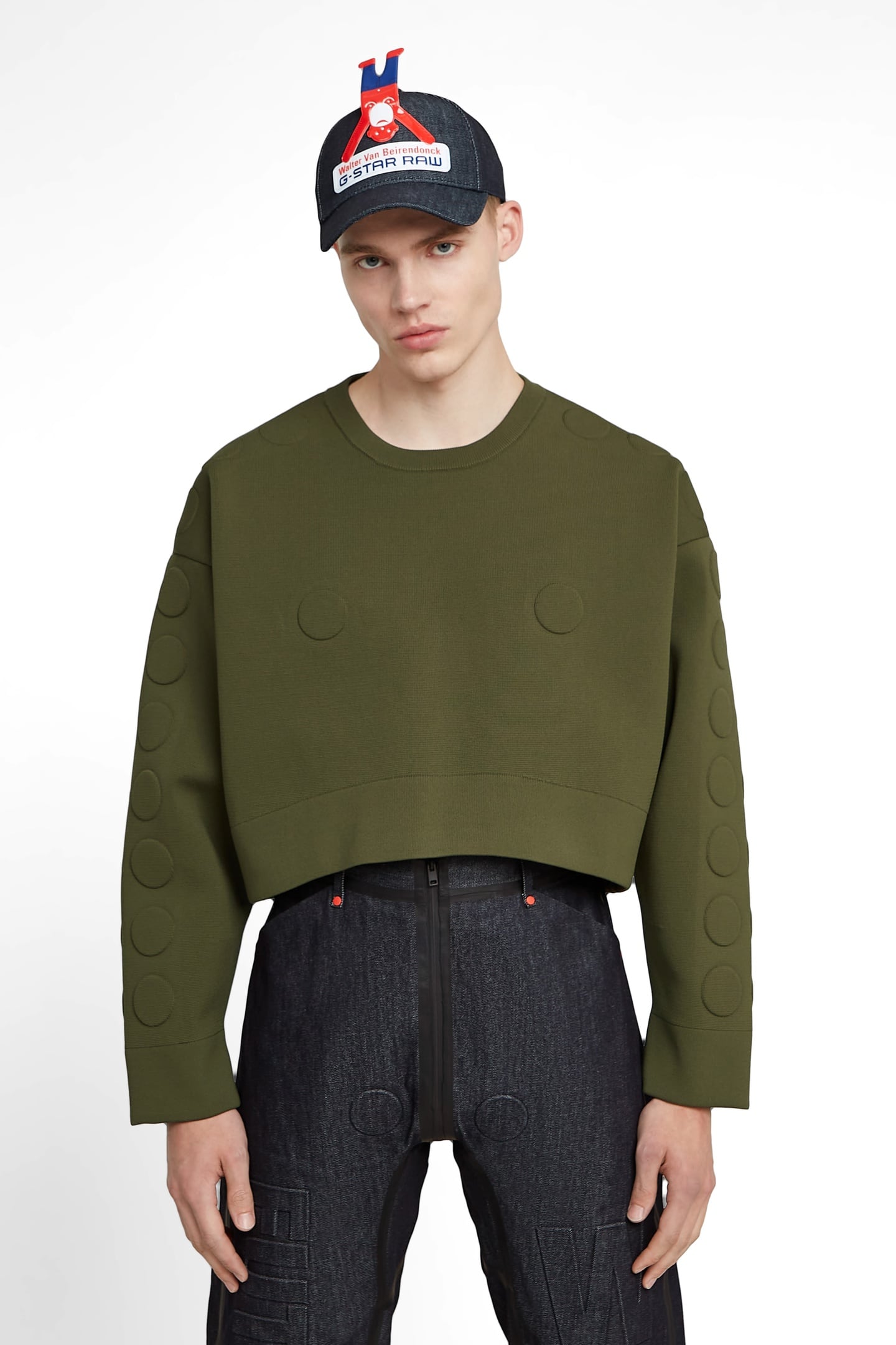GSXWVB OVERSIZED SHORT SWEAT KNIT ARMY GREEN 2