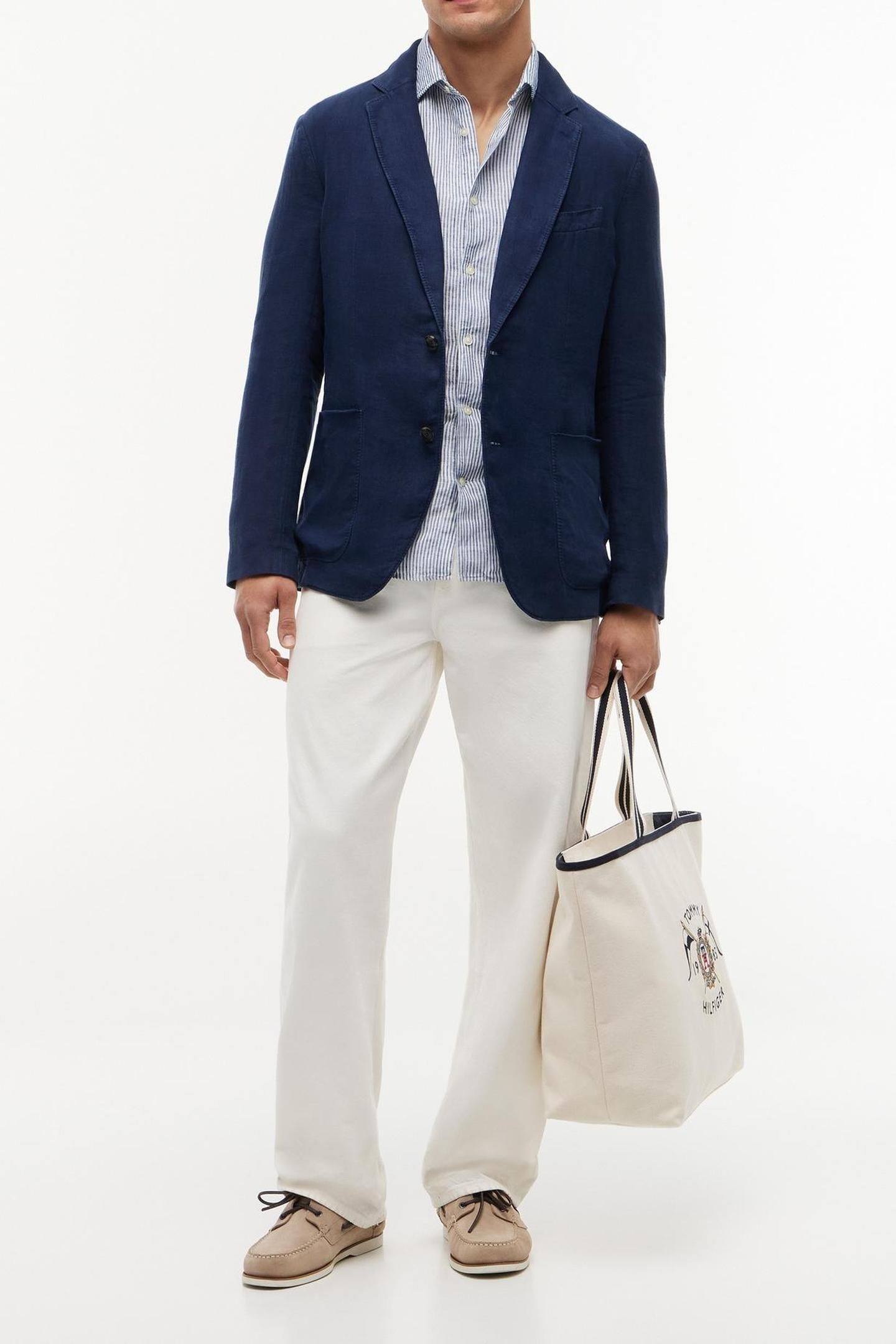 DC GMD LINEN BLAZER NAVY IRIS 1