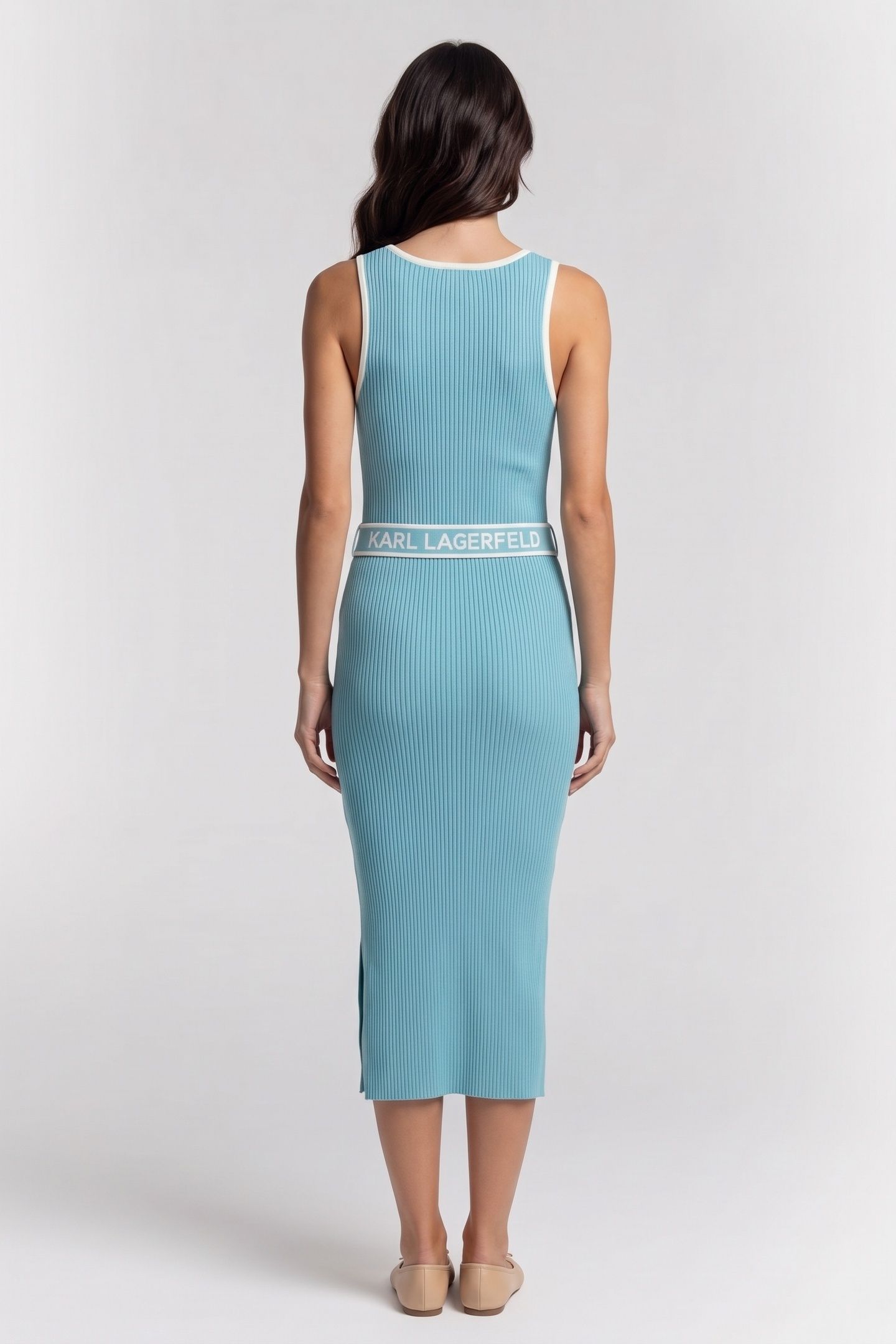 SLEEVELESS LOGO KNIT DRESS STILL WATER 3