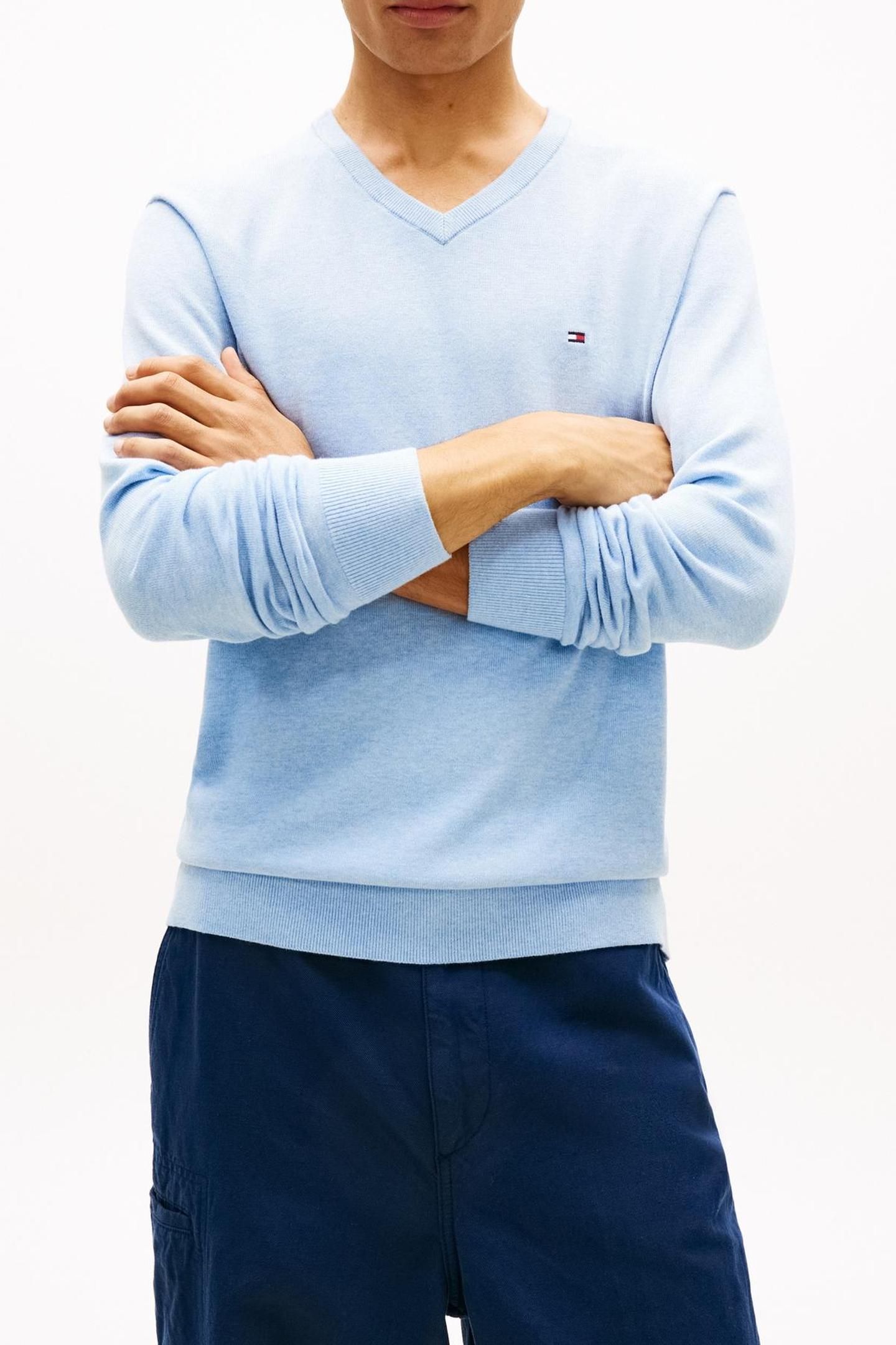 ESSENTIAL COTTON SWEATER VESSEL BLUE HEATHER 2