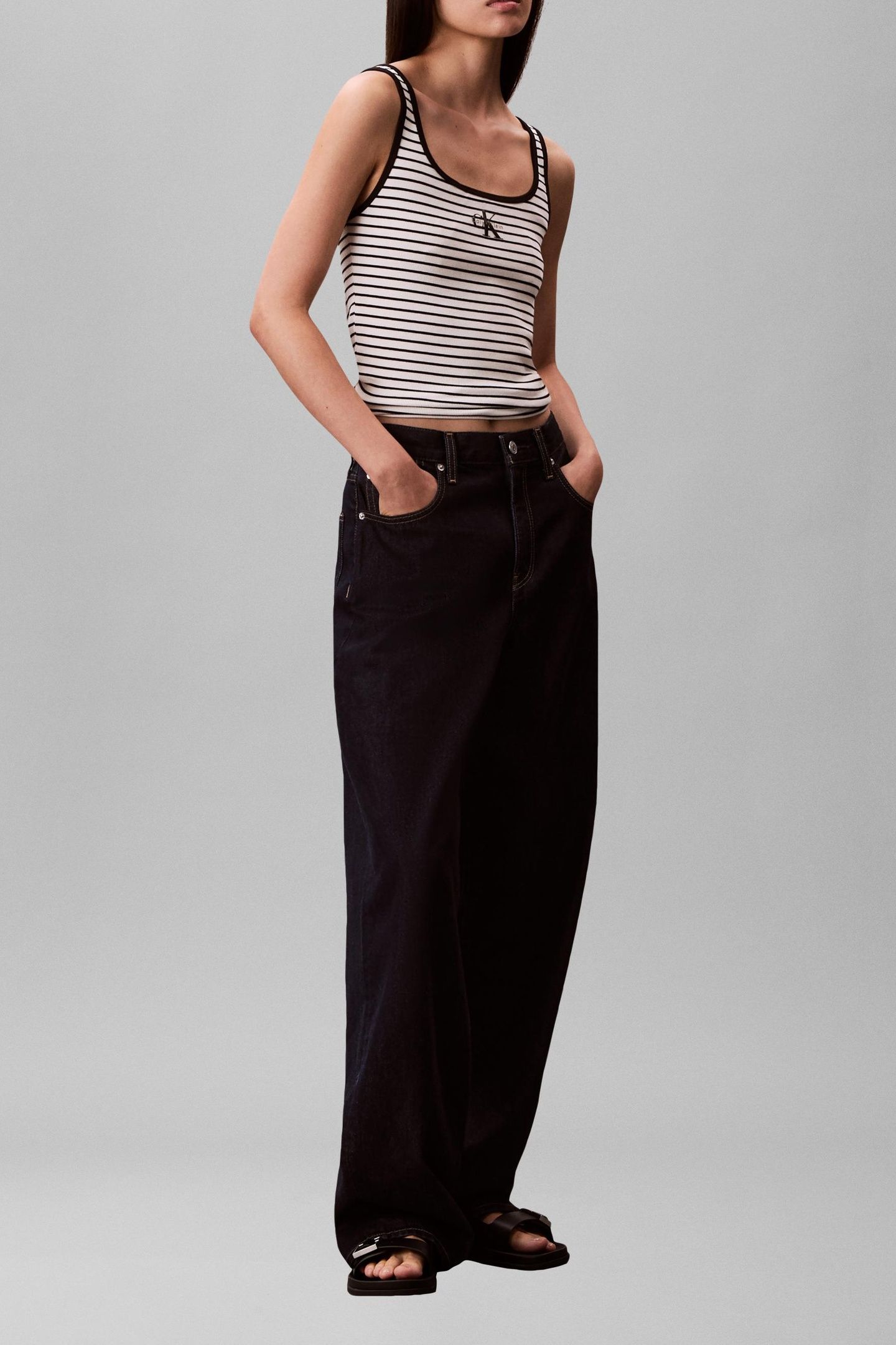 STRIPED MONOLOGO TANK TOP BLACK STRIPE 1