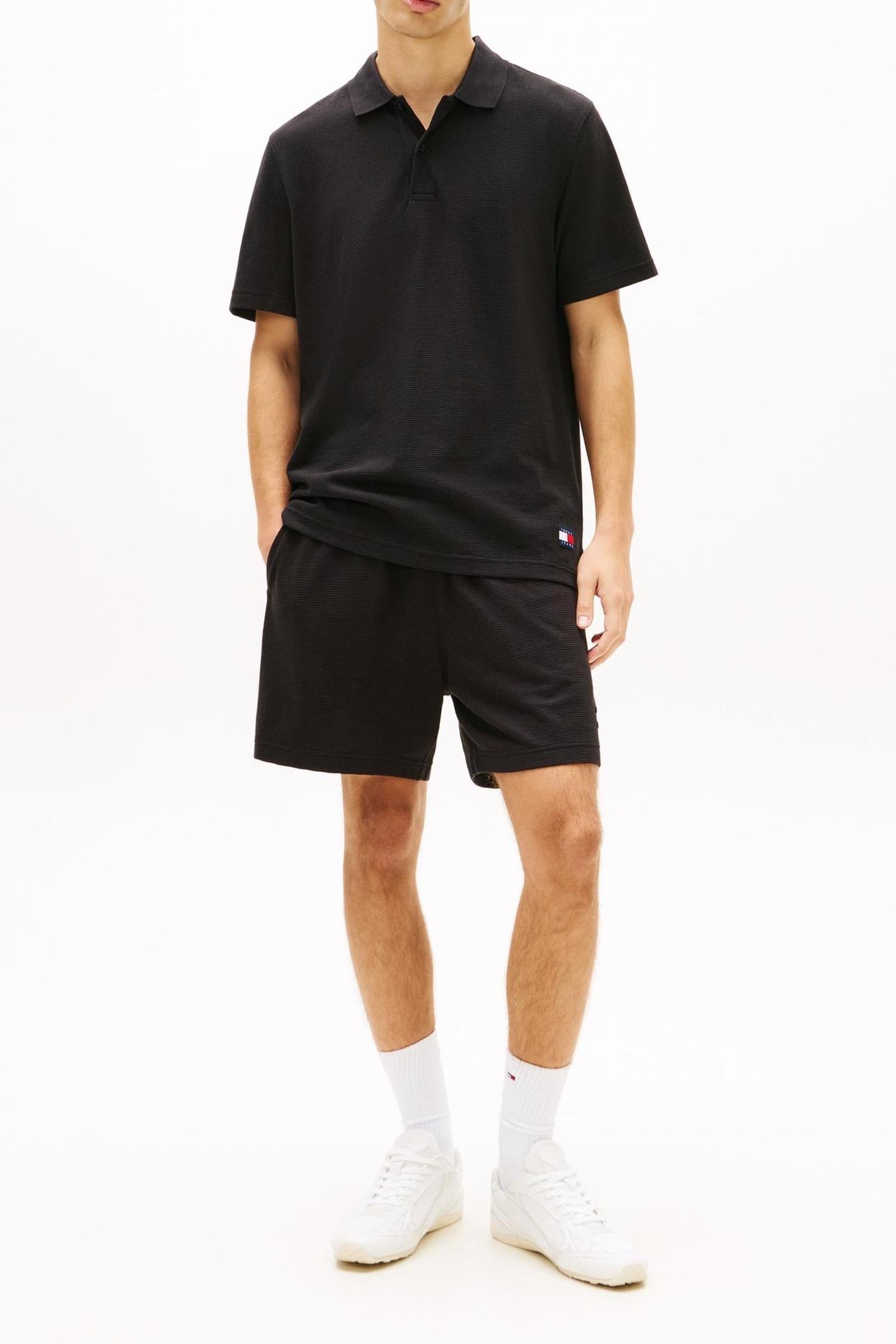 TJM REGULAR WAFFLE POLO BLACK 1