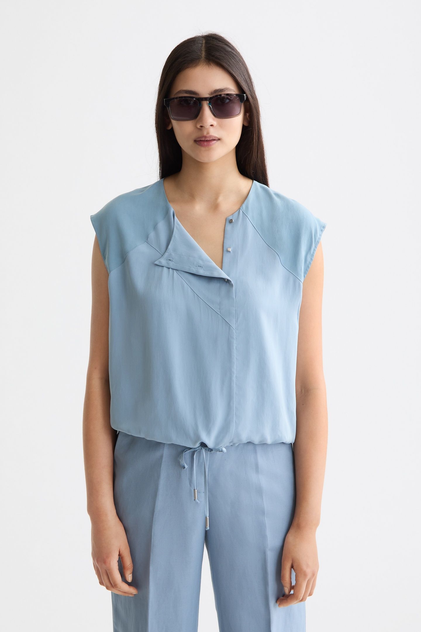 DRAWSTRING WAISTED TANK FADED DENIM 2