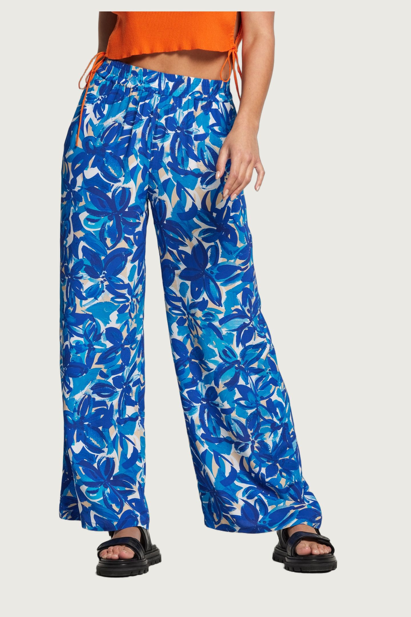 TOBAGO TROUSERS PAINTED FLOWER SPORTS BLUE 3