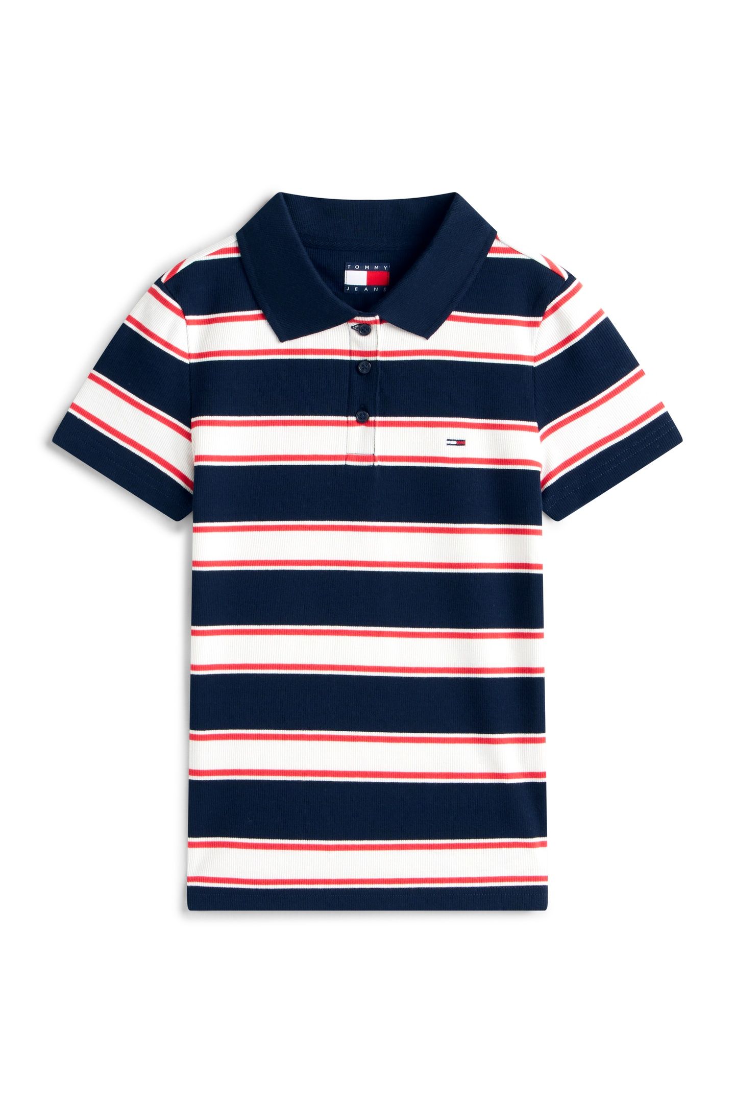 TJW SLIM RIB SS POLO DARK NIGHT NAVY/MULTI STRIPE 5