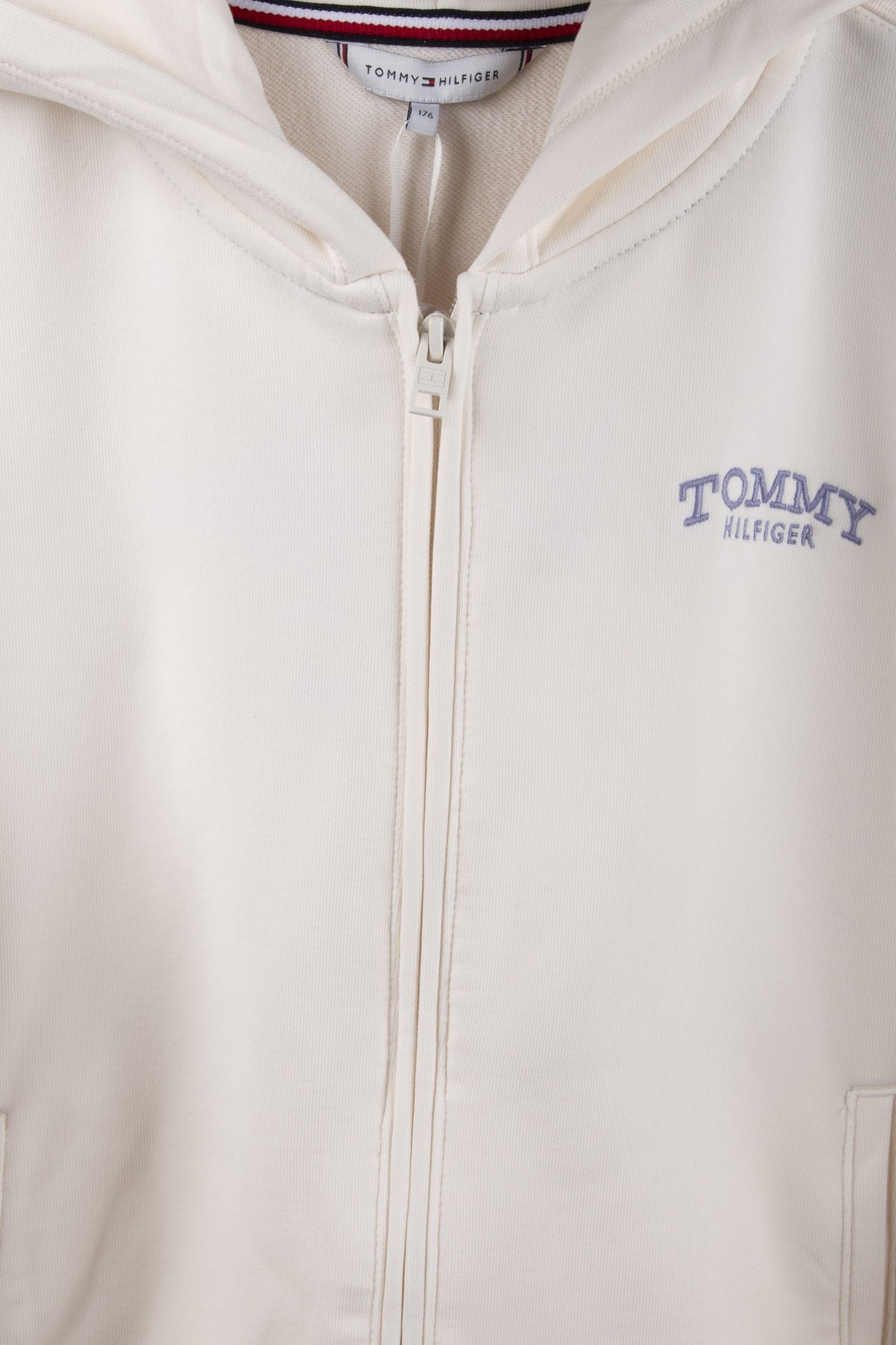 GIRLS HIGH RIB HEM ZIP THROUGH HOODIE ANCIENT WHITE 4