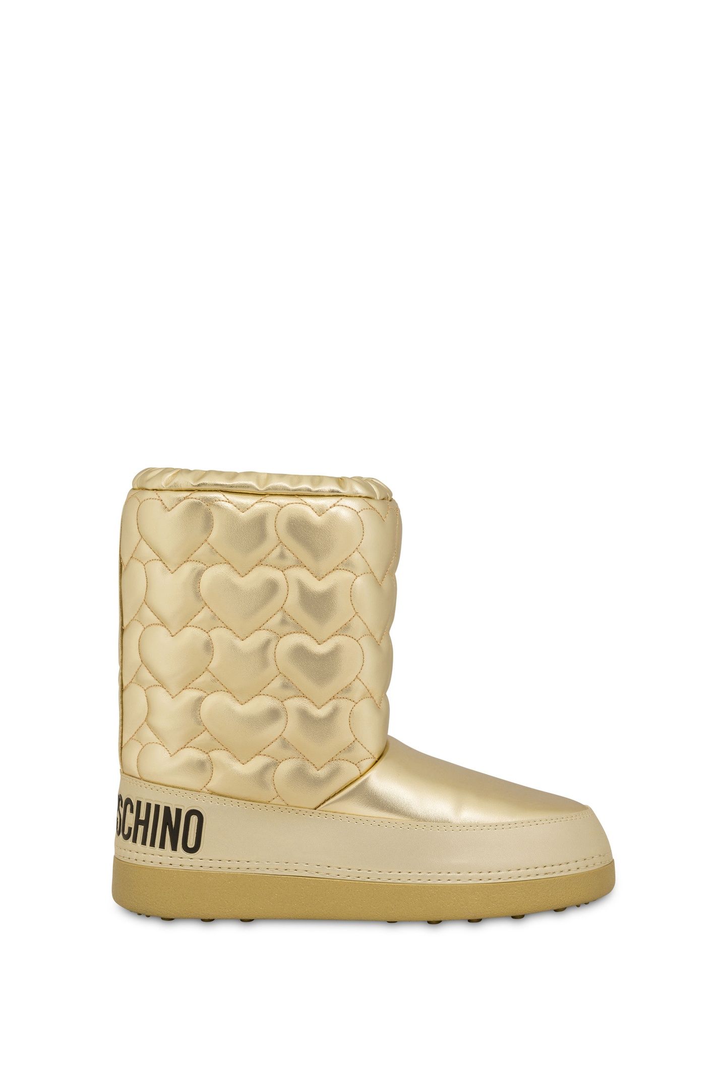 HEART QUILTED LAMINATED SNOW BOOTS GOLD 1