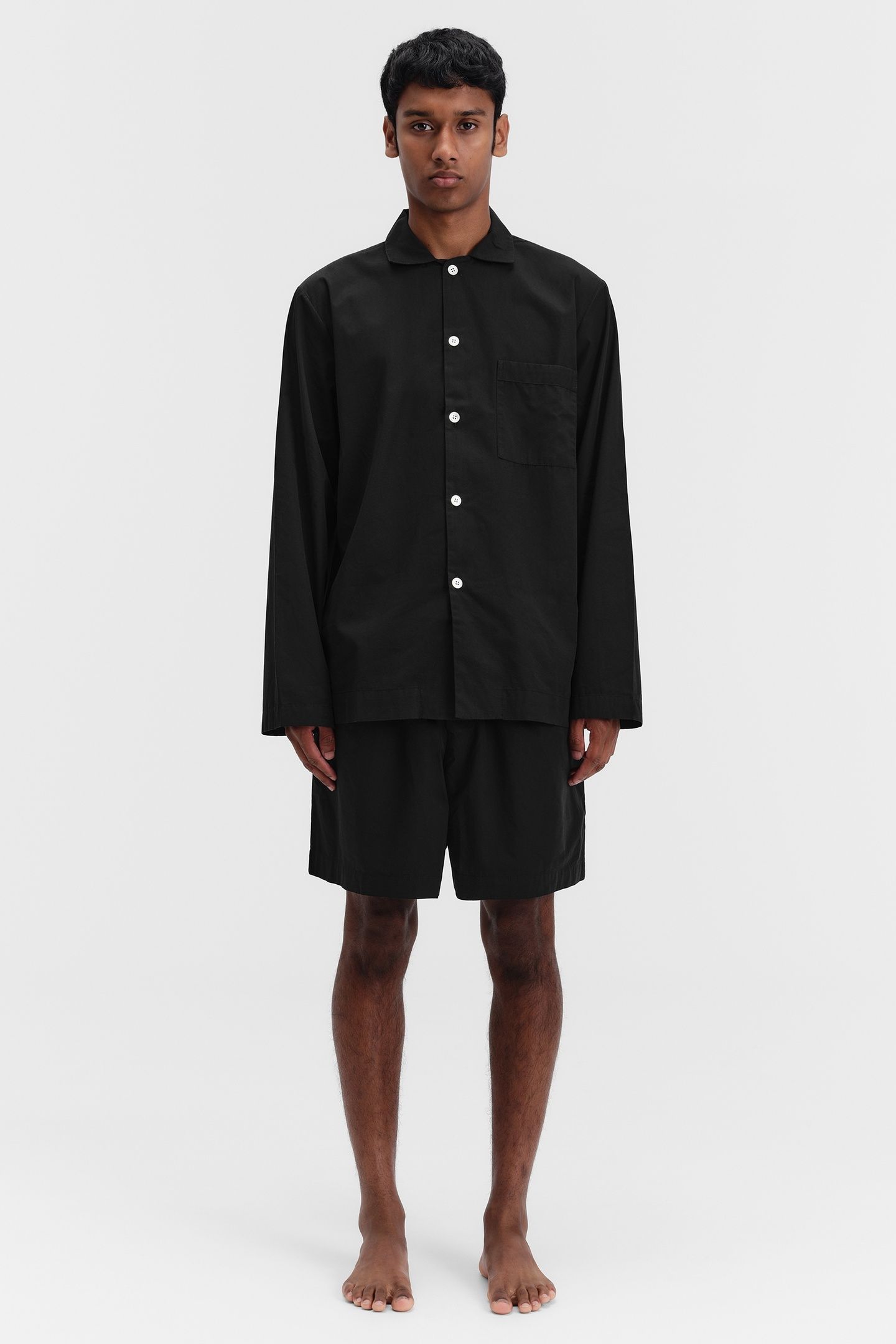 UNISEX POPLIN, PYJAMAS SHORTS ALL BLACK 2