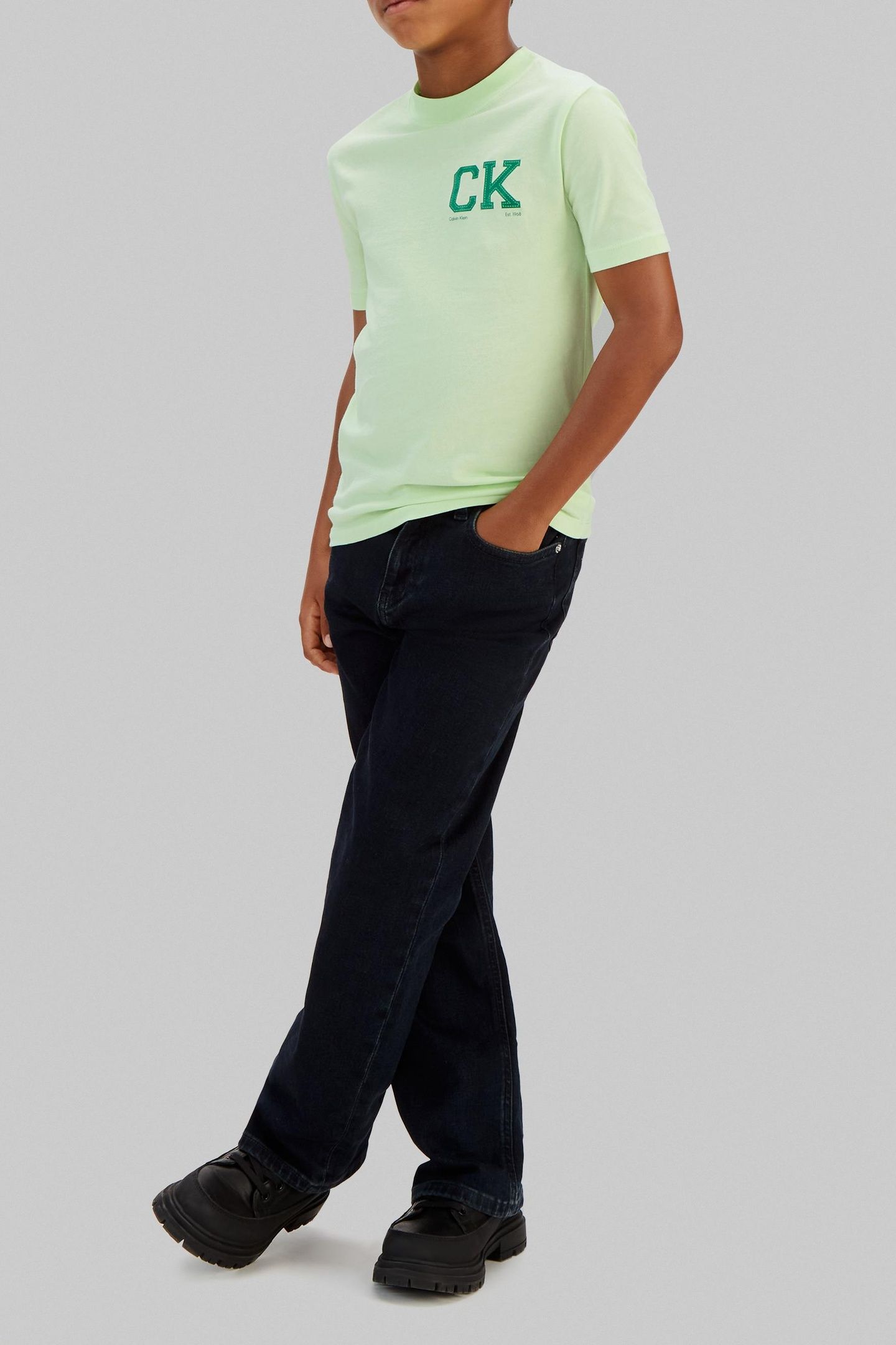 BOYS CK CHEST LOGO SS T-SHIRT PATINA GREEN 2
