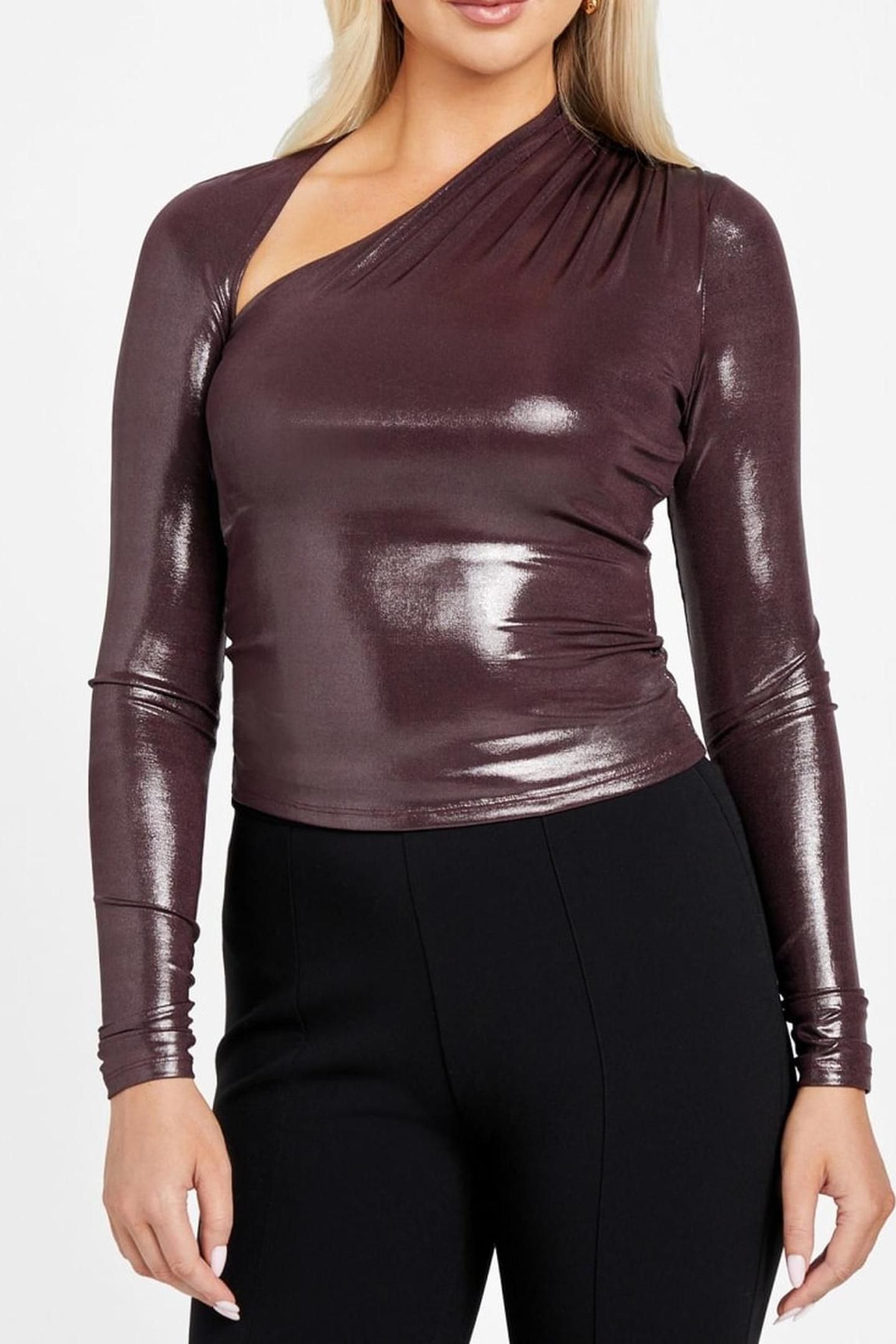 PETRA ONESHOULDER DR SHINY REGAL PLUM 1