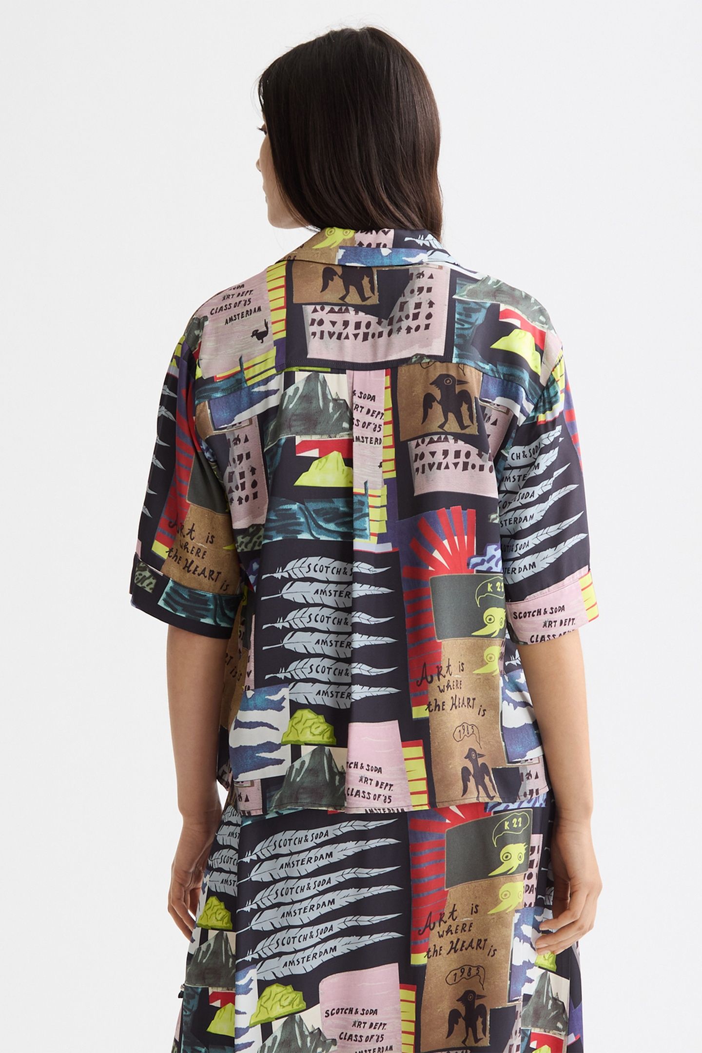 PRINTED SHORT SLEEVE FLUID SHIRT ART DEPT COLLAGE MULTICOLOR 2