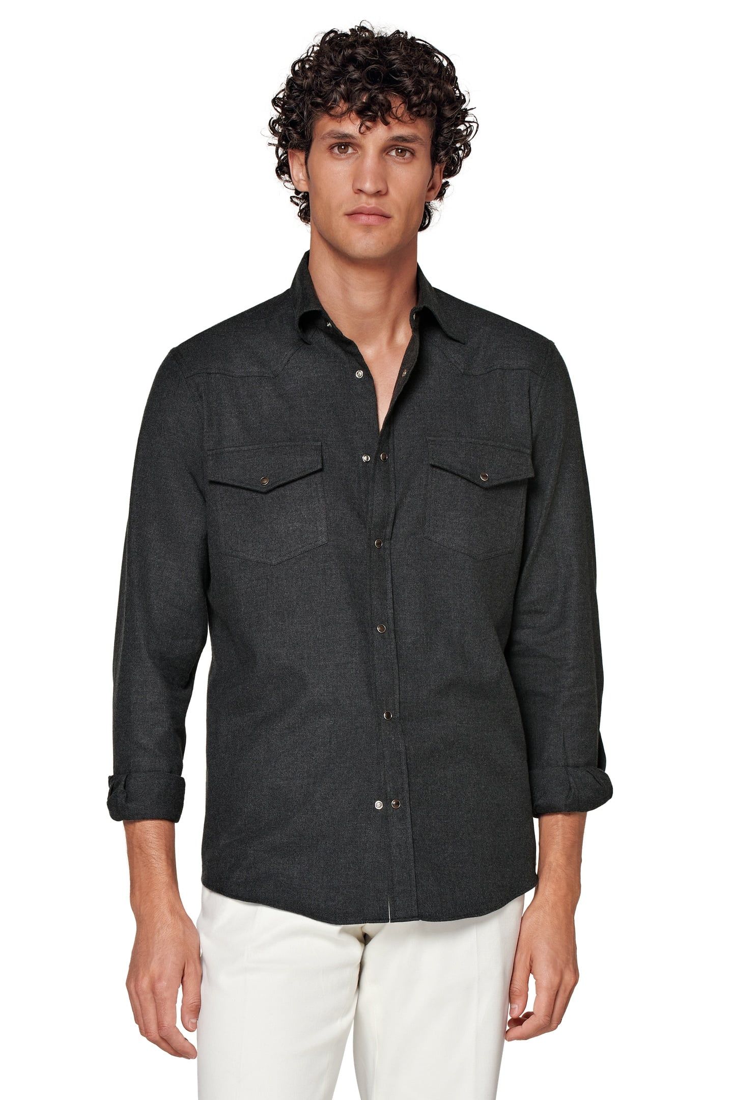 WESTERN FLANNEL CASUAL SHIRTS DARK GREY 3