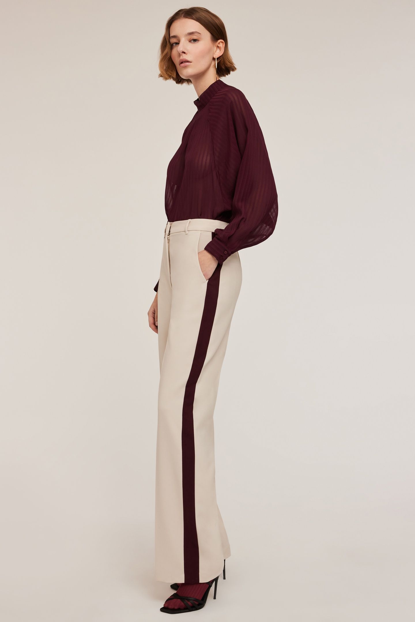 PALAZZO TROUSERS WITH SIDE BAND BEIGE 3